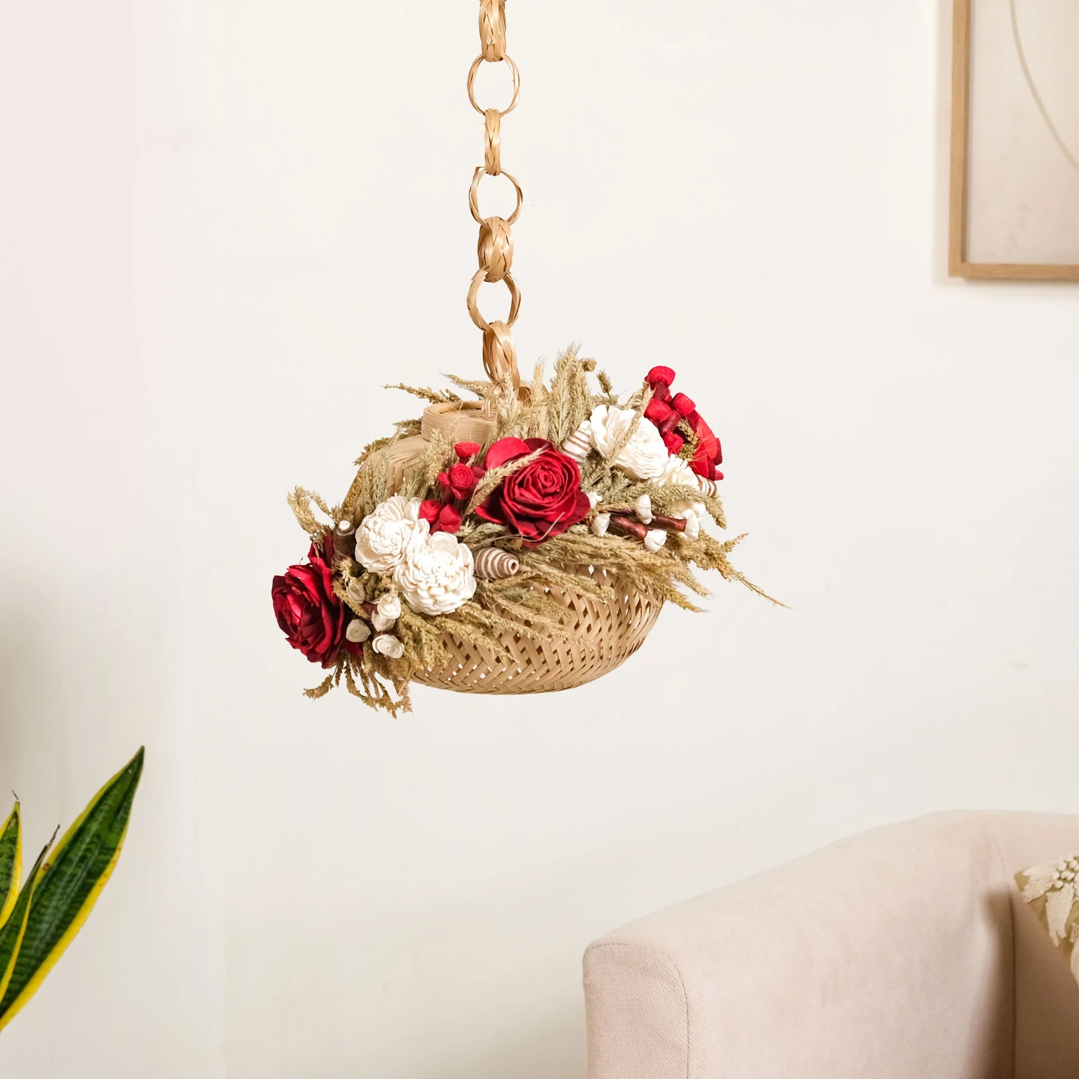 Sustainable Floral Lantern Red - Image 2
