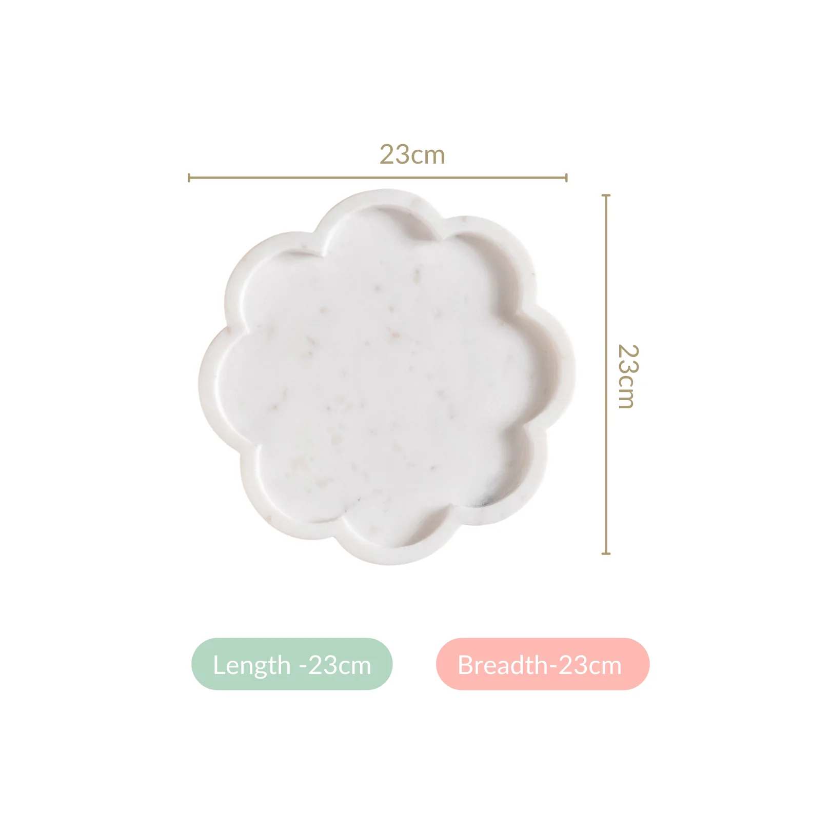 Sustainable Marble Stone Flower Platter 9 Inch - Image 4