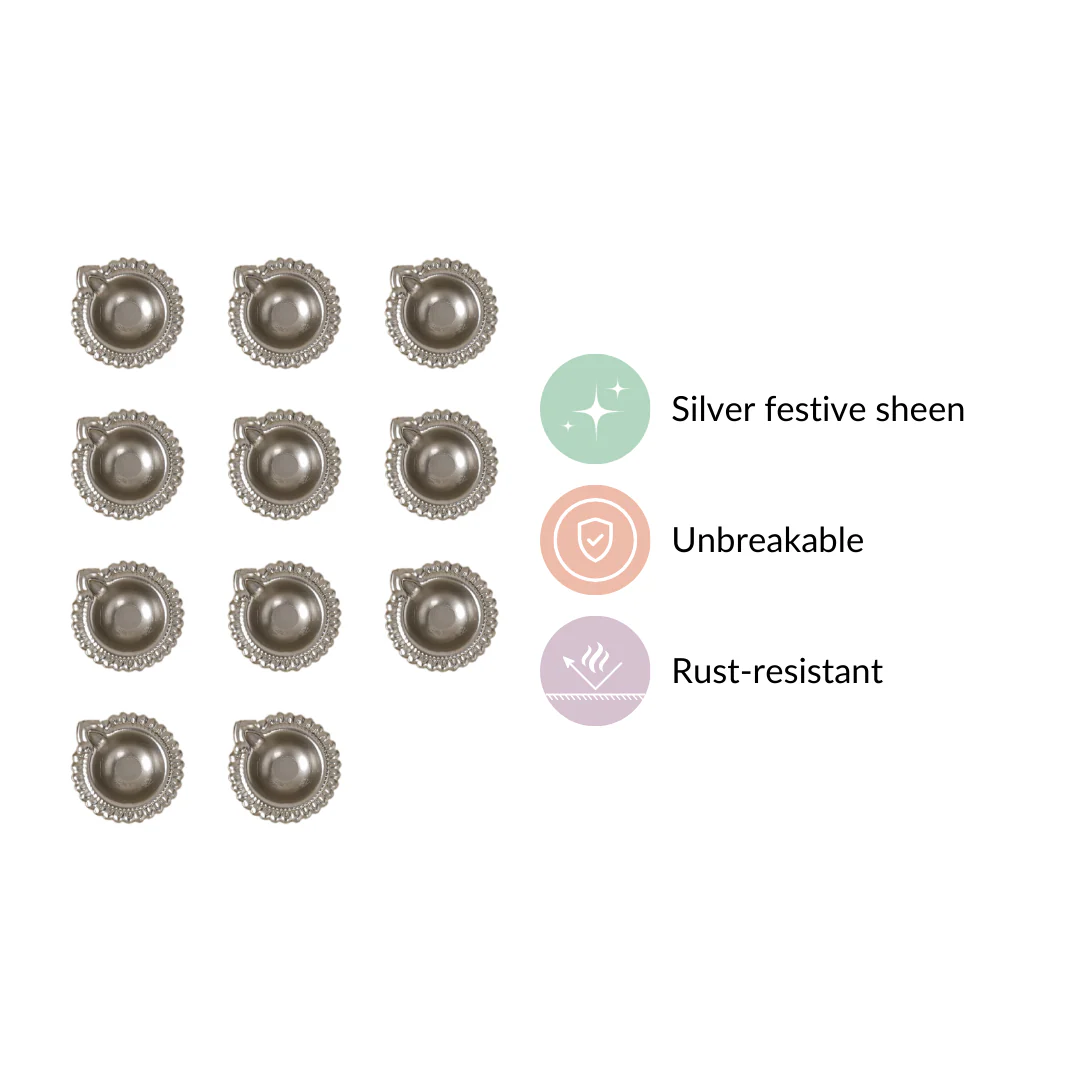 Sustainable Metal Tea Light Holder Silver Set Of 11 - Image 5