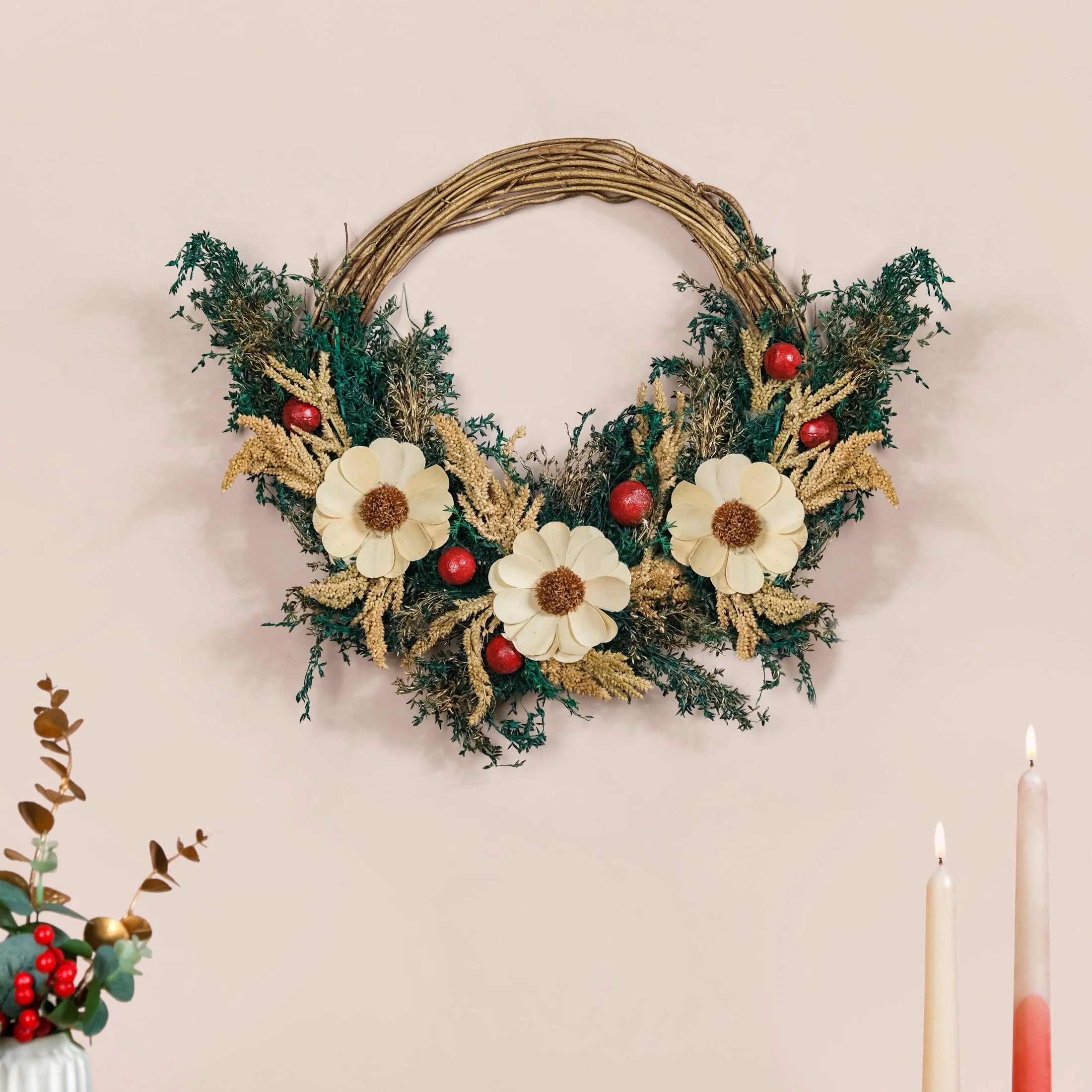 Sustainable Natural Grass Wreath For Holiday Season