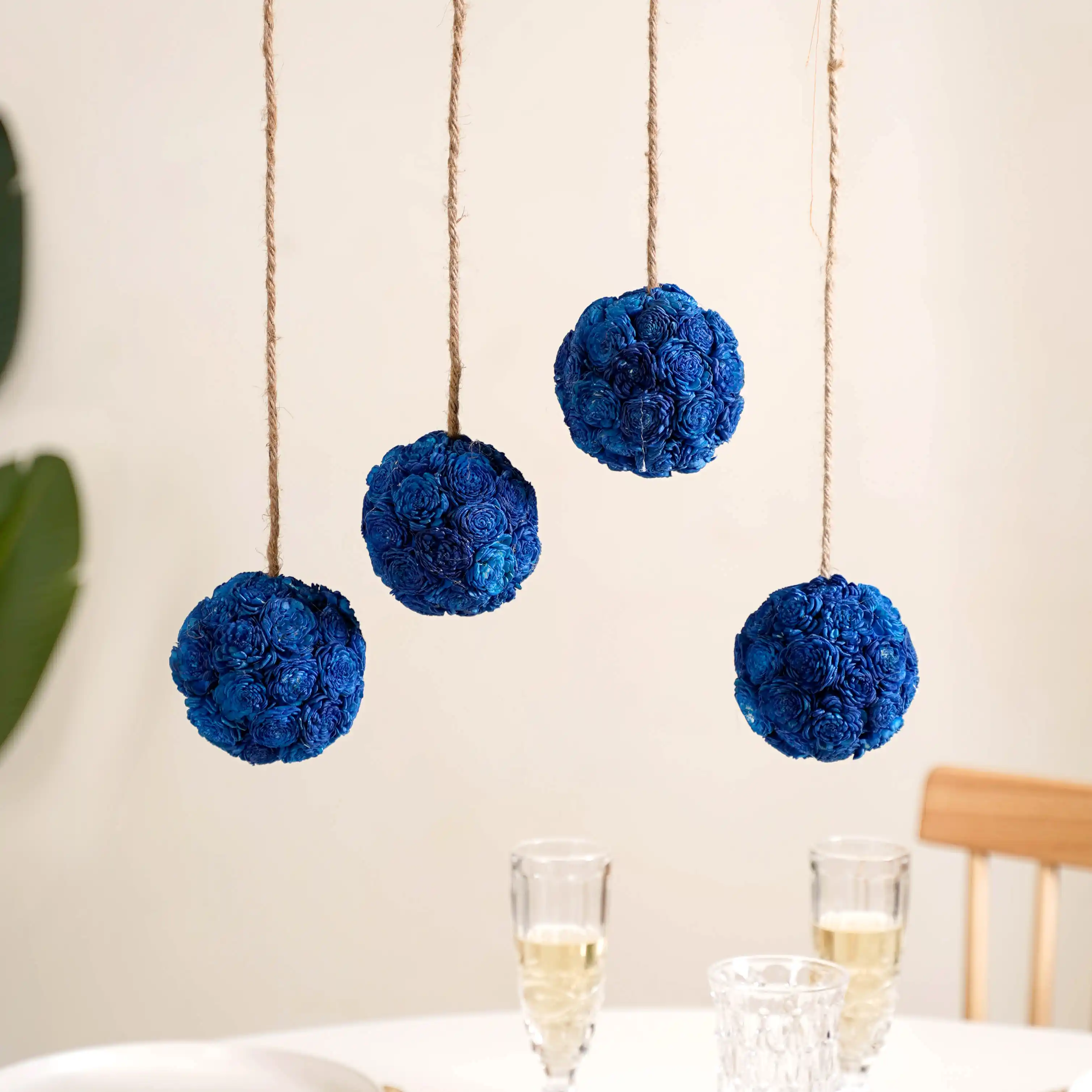 Sustainable Sola Blue Flower Ball Wall Hanging Set Of 4 - Image 10