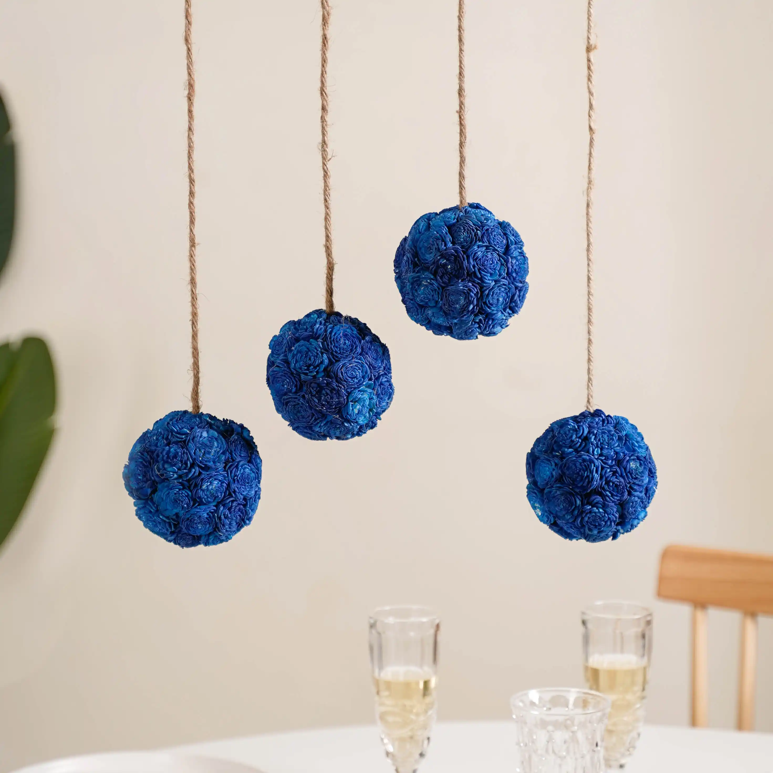Sustainable Sola Blue Flower Ball Wall Hanging Set Of 4 - Image 8