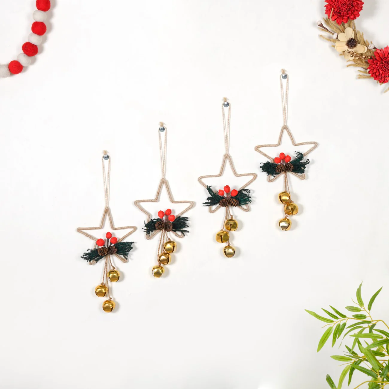 Sustainable Star Shaped Christmas Ornaments Set of 4 - Image 3