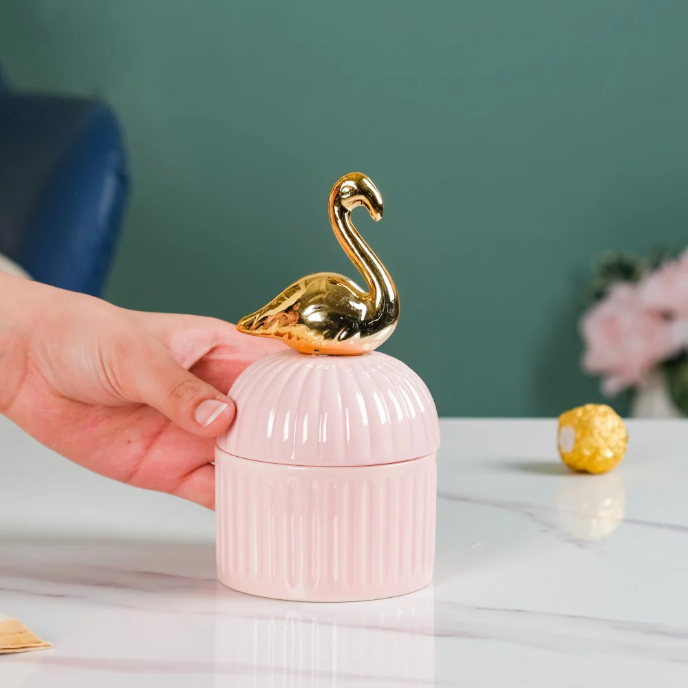 Swan Ceramic Canister Pink - Image 2