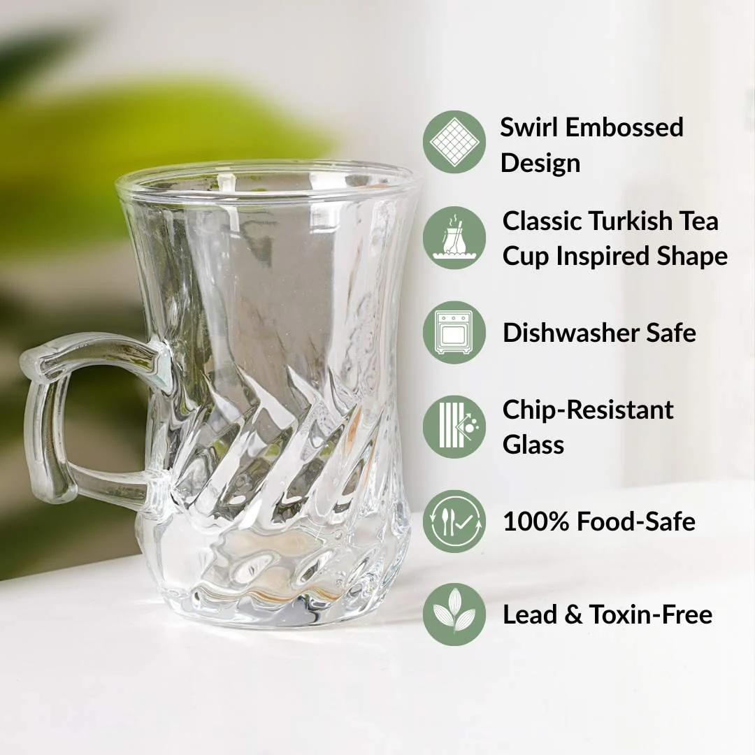 Swirl Glass Tulip Tea Cup Set Of 6 150ml - Image 2
