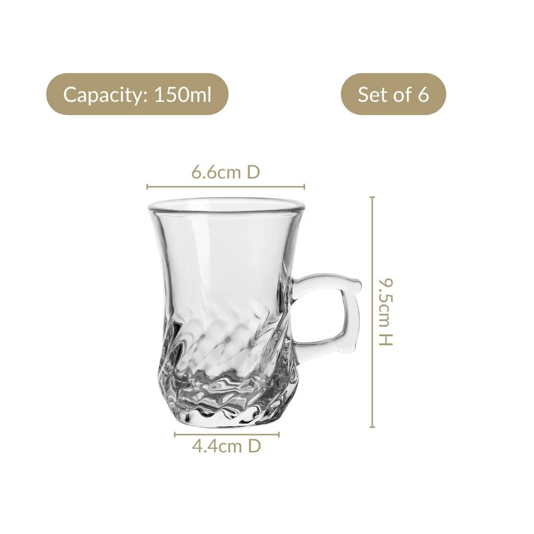 Swirl Glass Tulip Tea Cup Set Of 6 150ml - Image 4