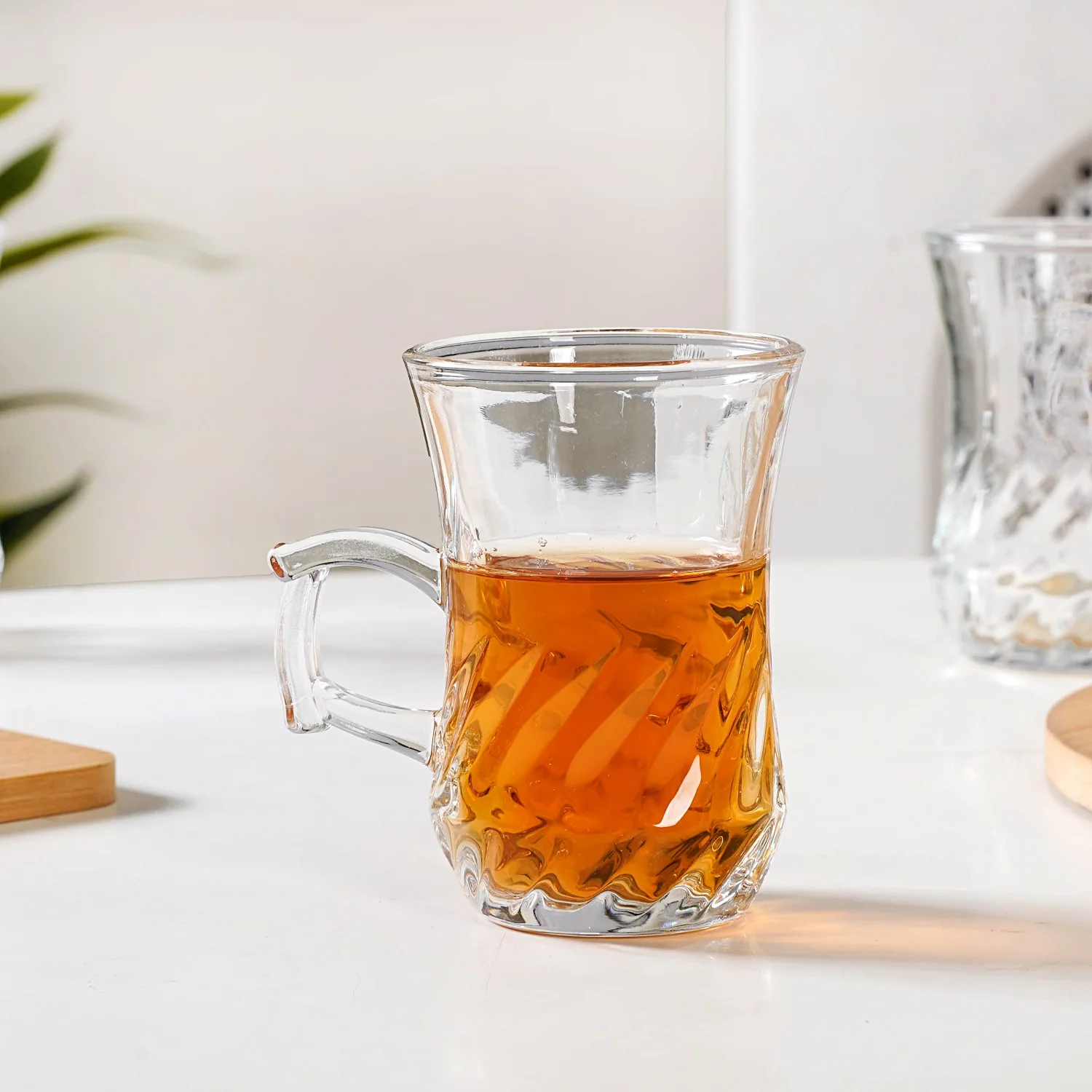 Swirl Glass Tulip Tea Cup Set Of 6 150ml - Image 5