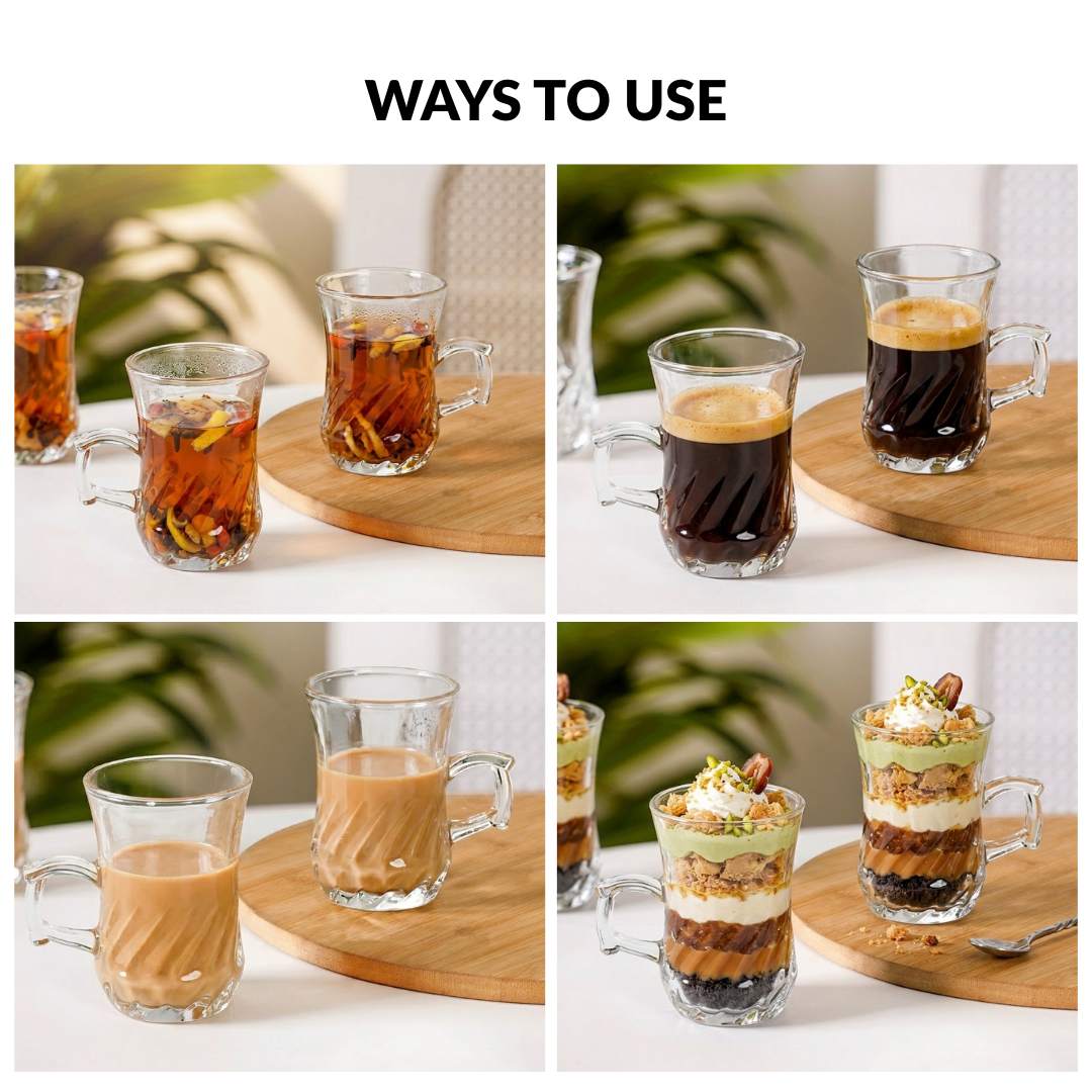 Swirl Glass Tulip Tea Cup Set Of 6 150ml - Image 6