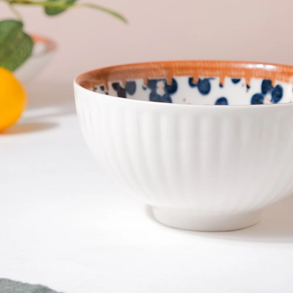 Sylvan Floral Patterned Ceramic Snack Bowl 4.5 Inch 250 ml - Image 4
