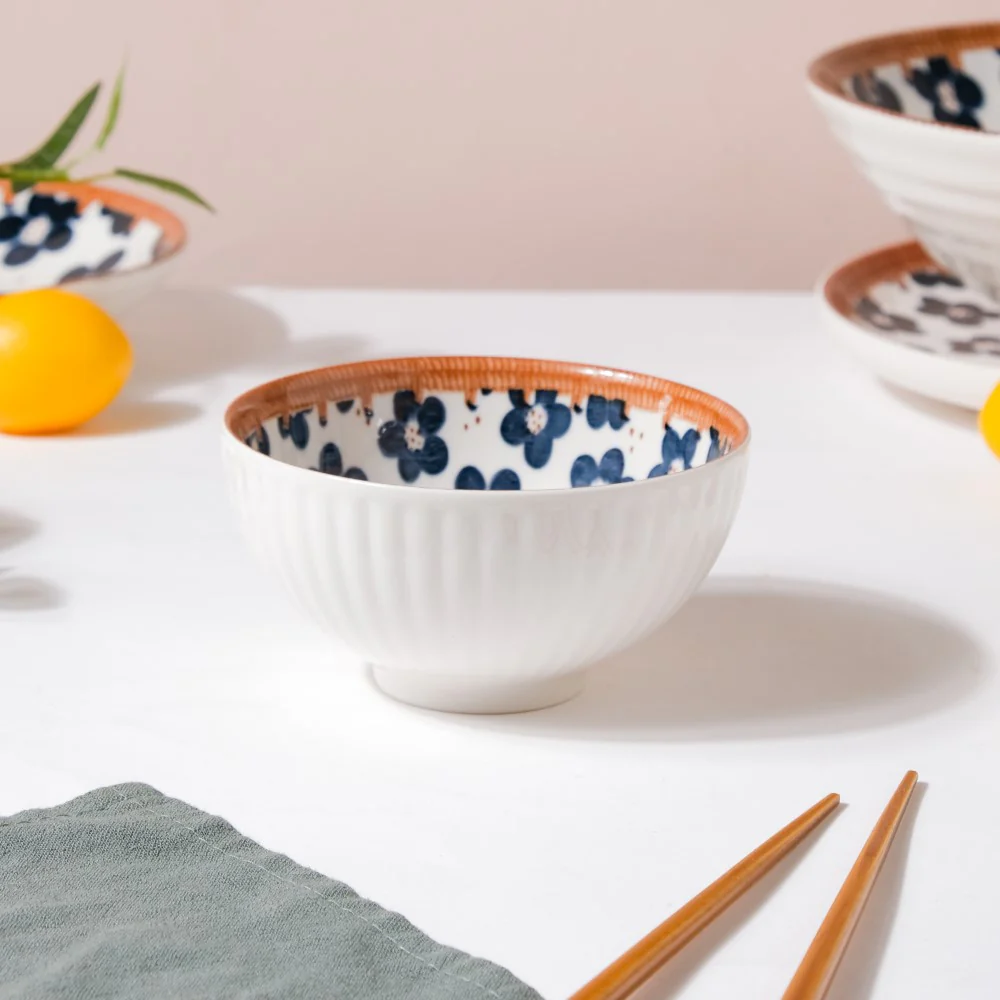 Sylvan Floral Patterned Ceramic Snack Bowl 4.5 Inch 250 ml - Image 5