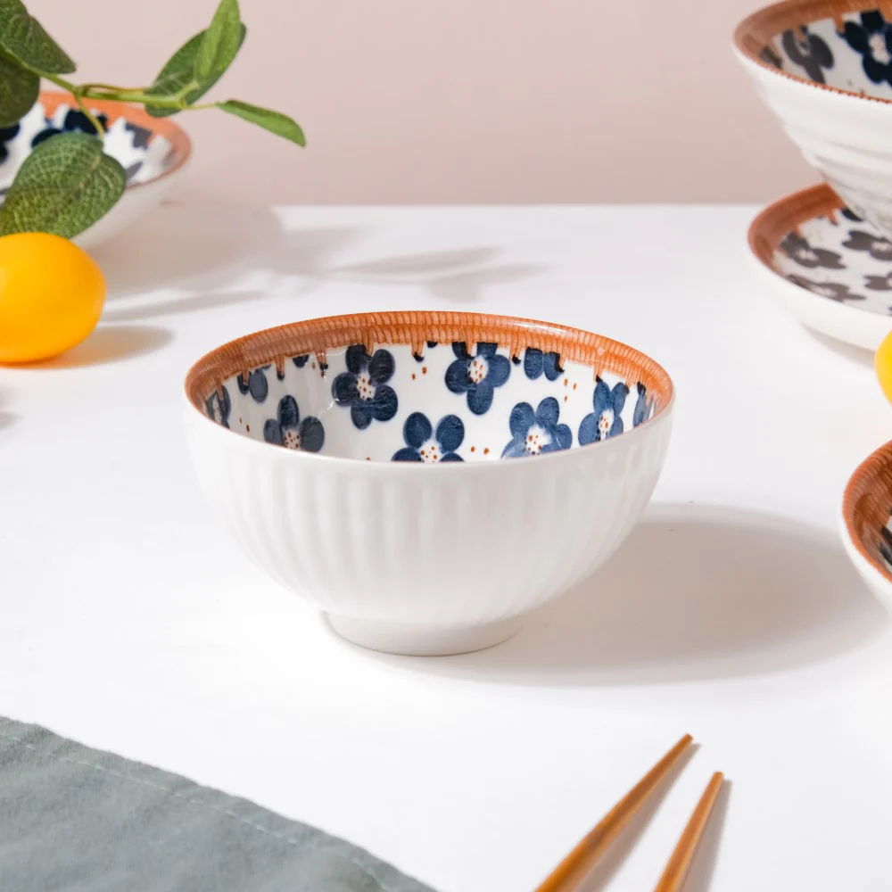 Sylvan Floral Patterned Ceramic Snack Bowl 4.5 Inch 250 ml - Image 7