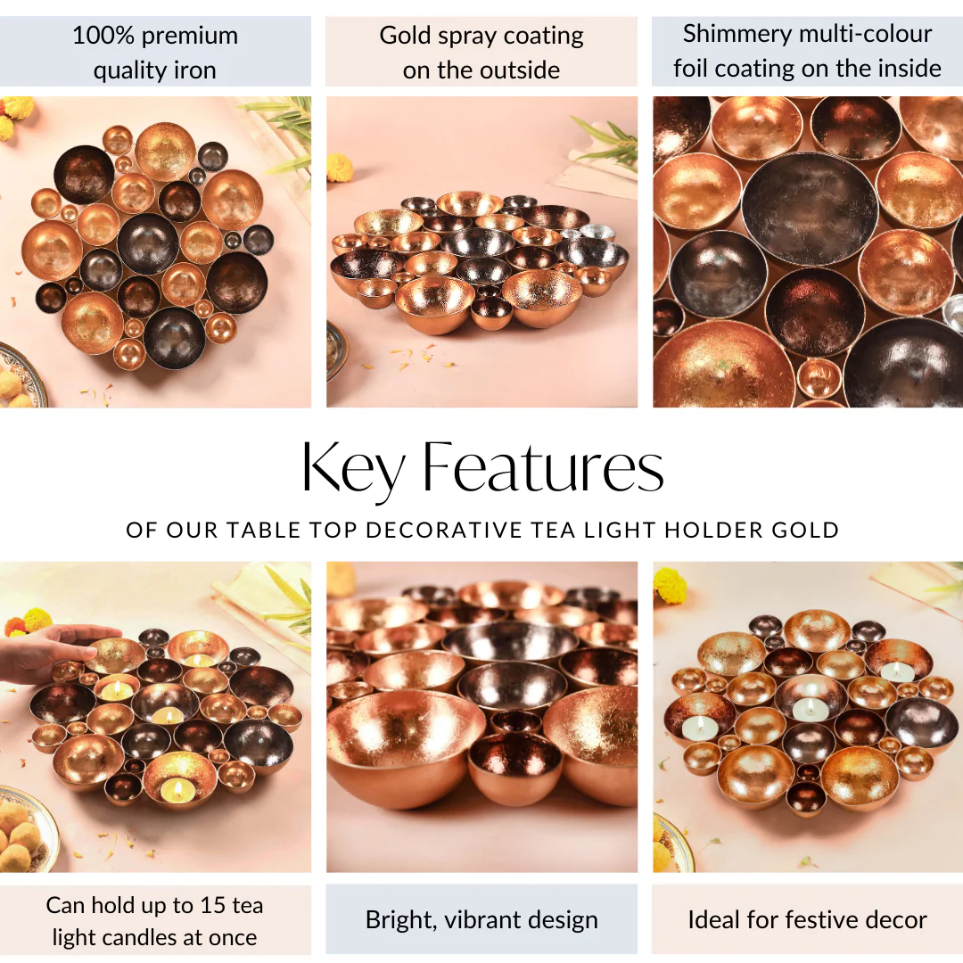 Table Top Decorative Tea Light Holder Gold - Image 5