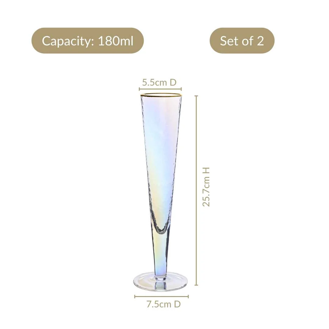Tall Iridescent Champagne Glass Set Of 2 180ml - Image 4