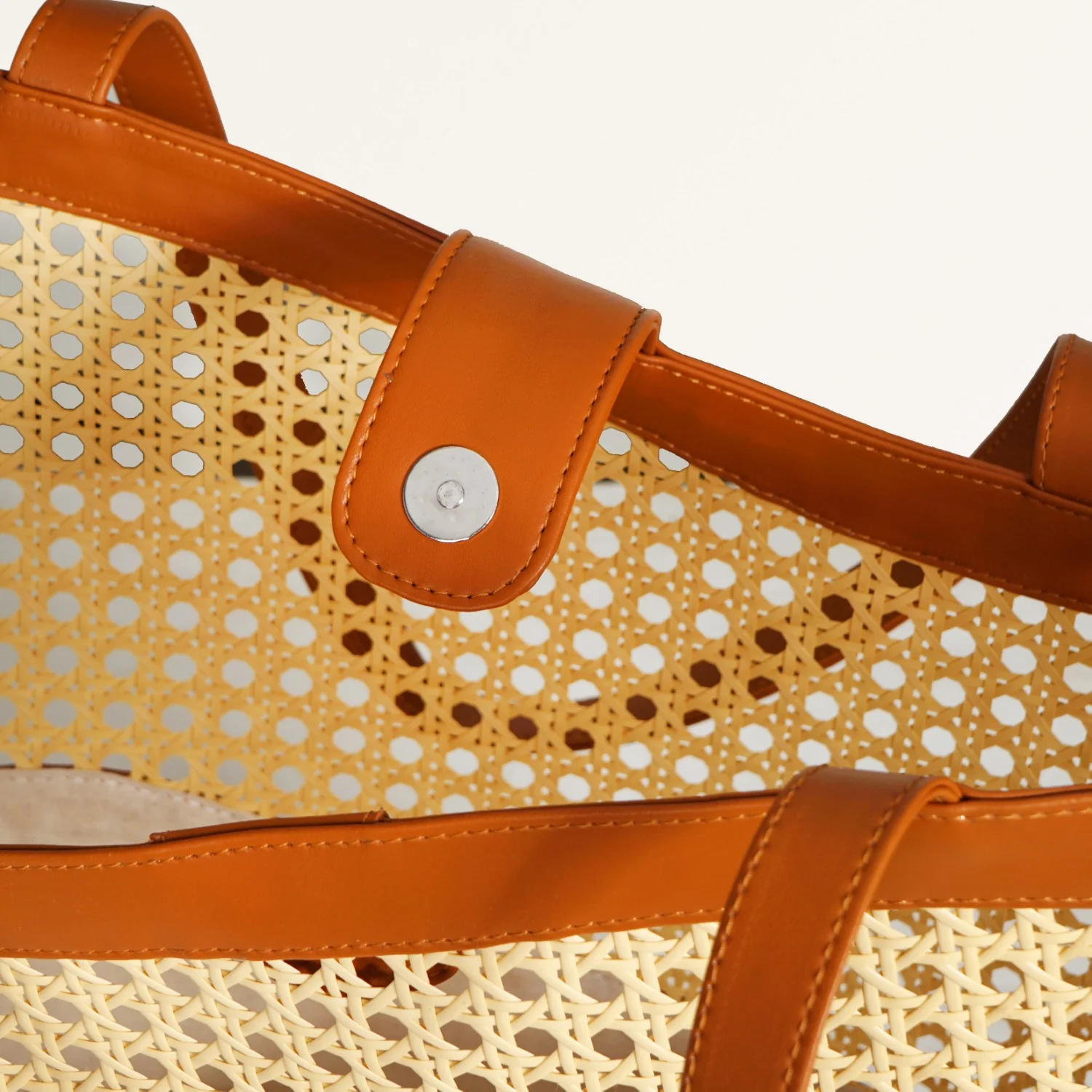 Tan Rattan Weave Beach Bag - Image 6