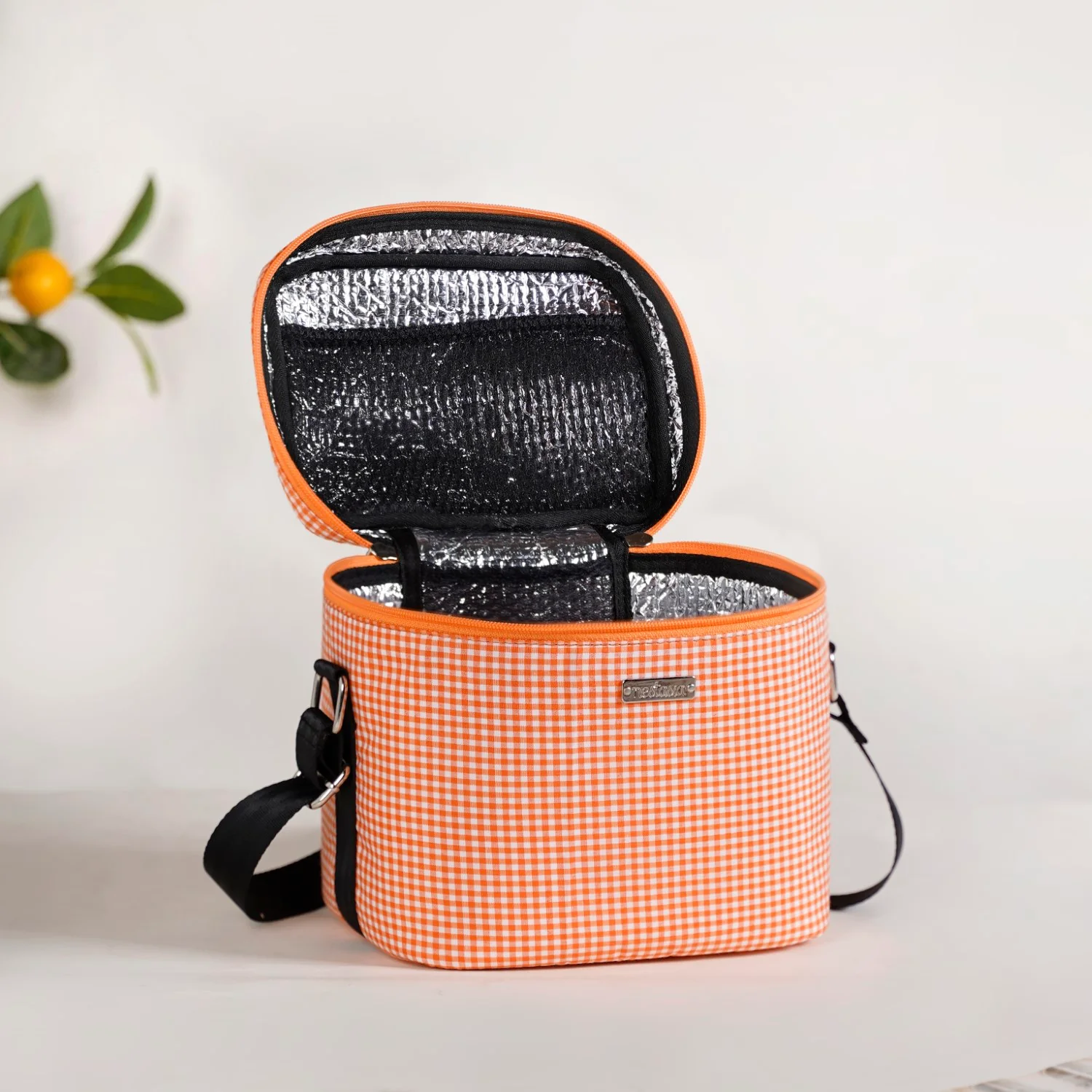 Tangerine Vichy Insulated Lunch Bag - Image 7