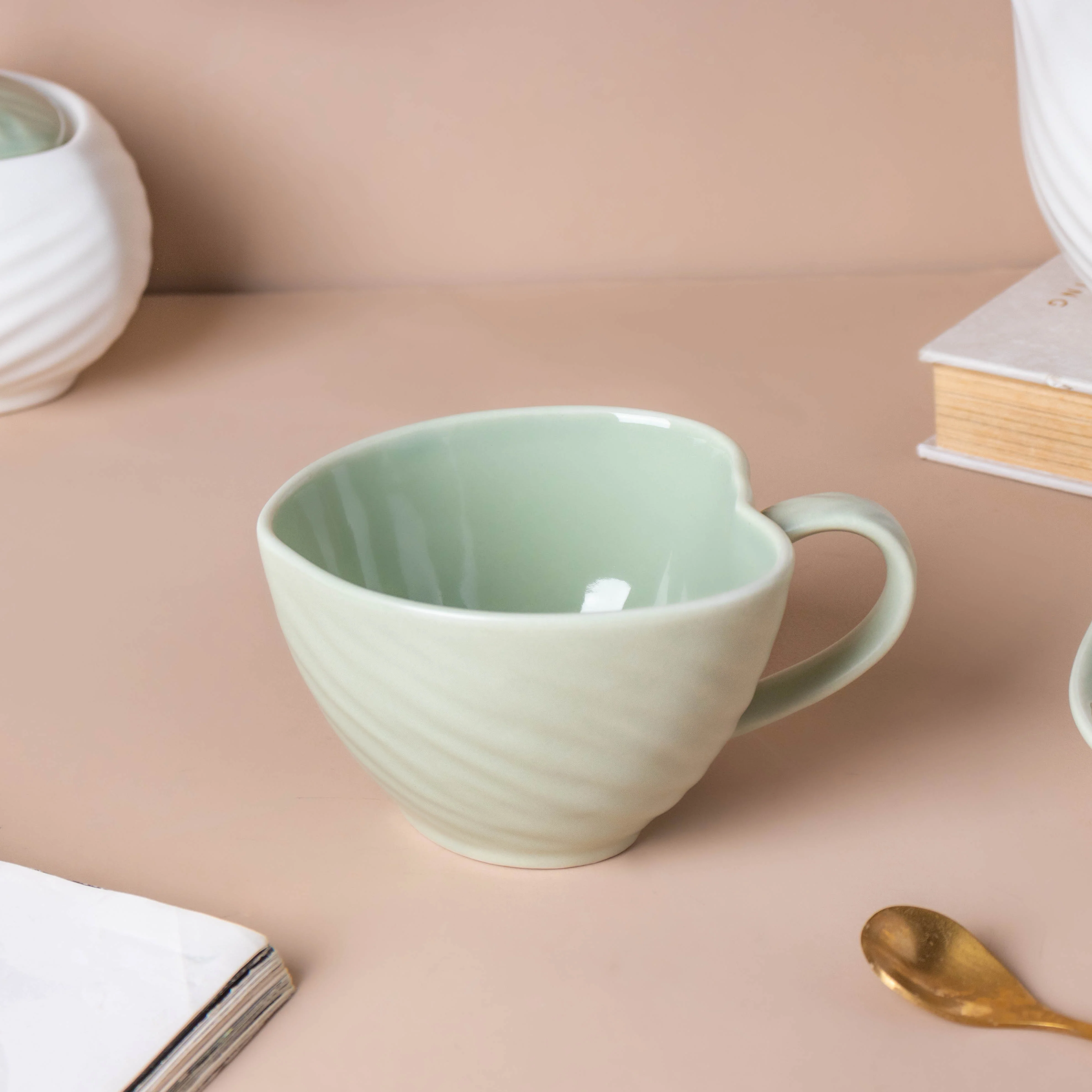 Taro Leaf Green Cup and Saucer - Image 8