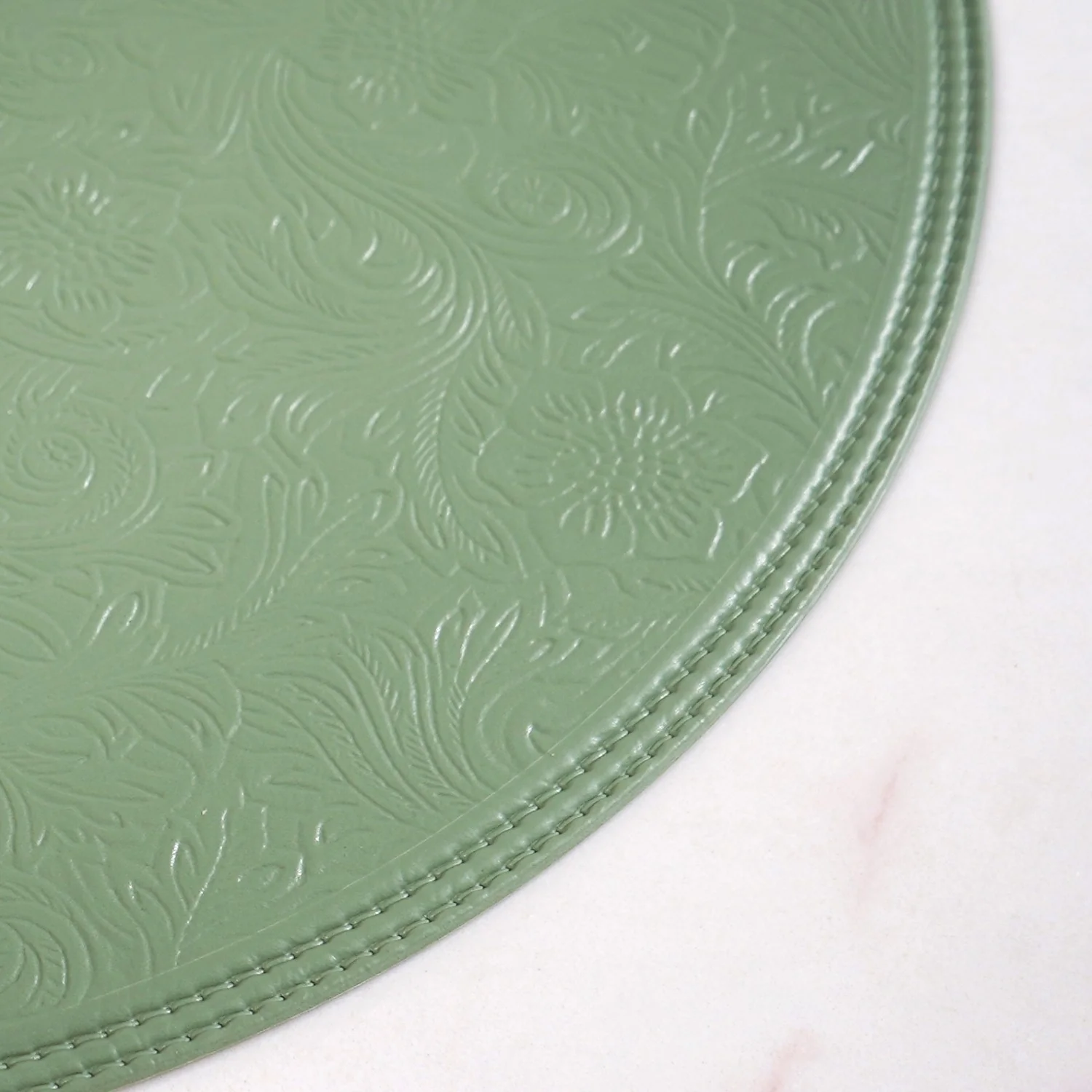 Tea Green Round Table Mat Set Of 6 - Image 6