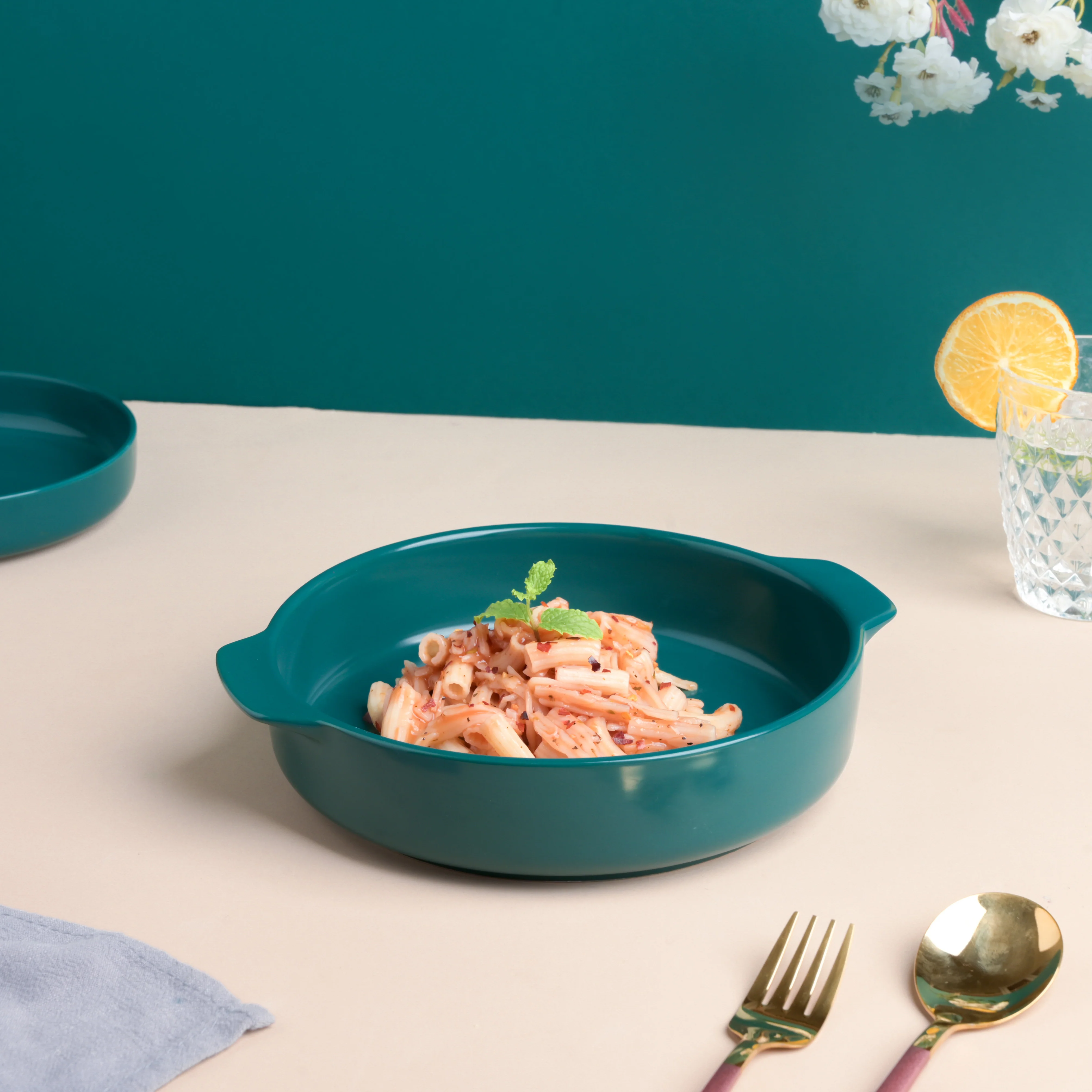 Teal Baking Pot with Handle