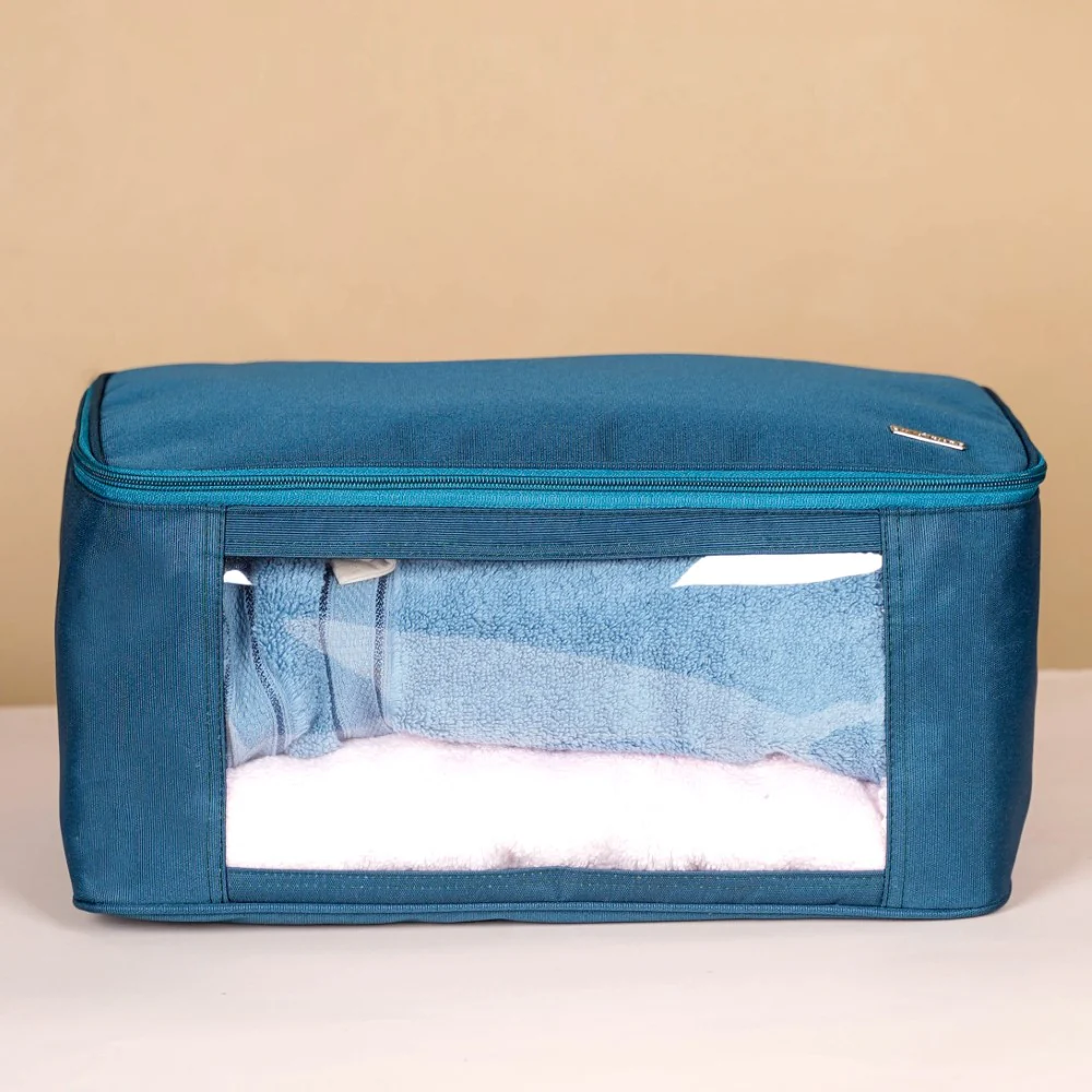 Teal Clothes Storage Bag With Zipper Set Of 2 - Image 4