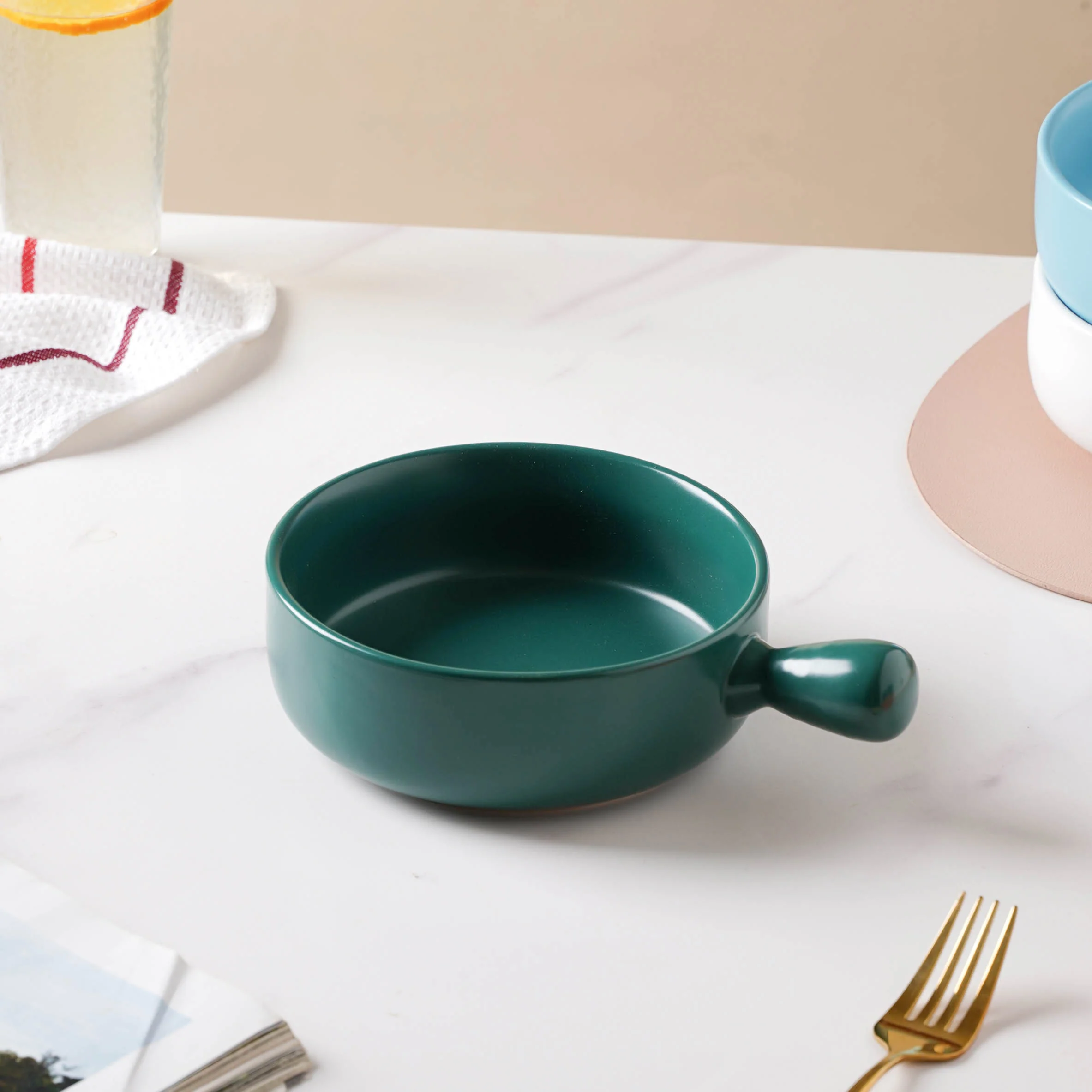 Teal Tantrum Bowl With Handle