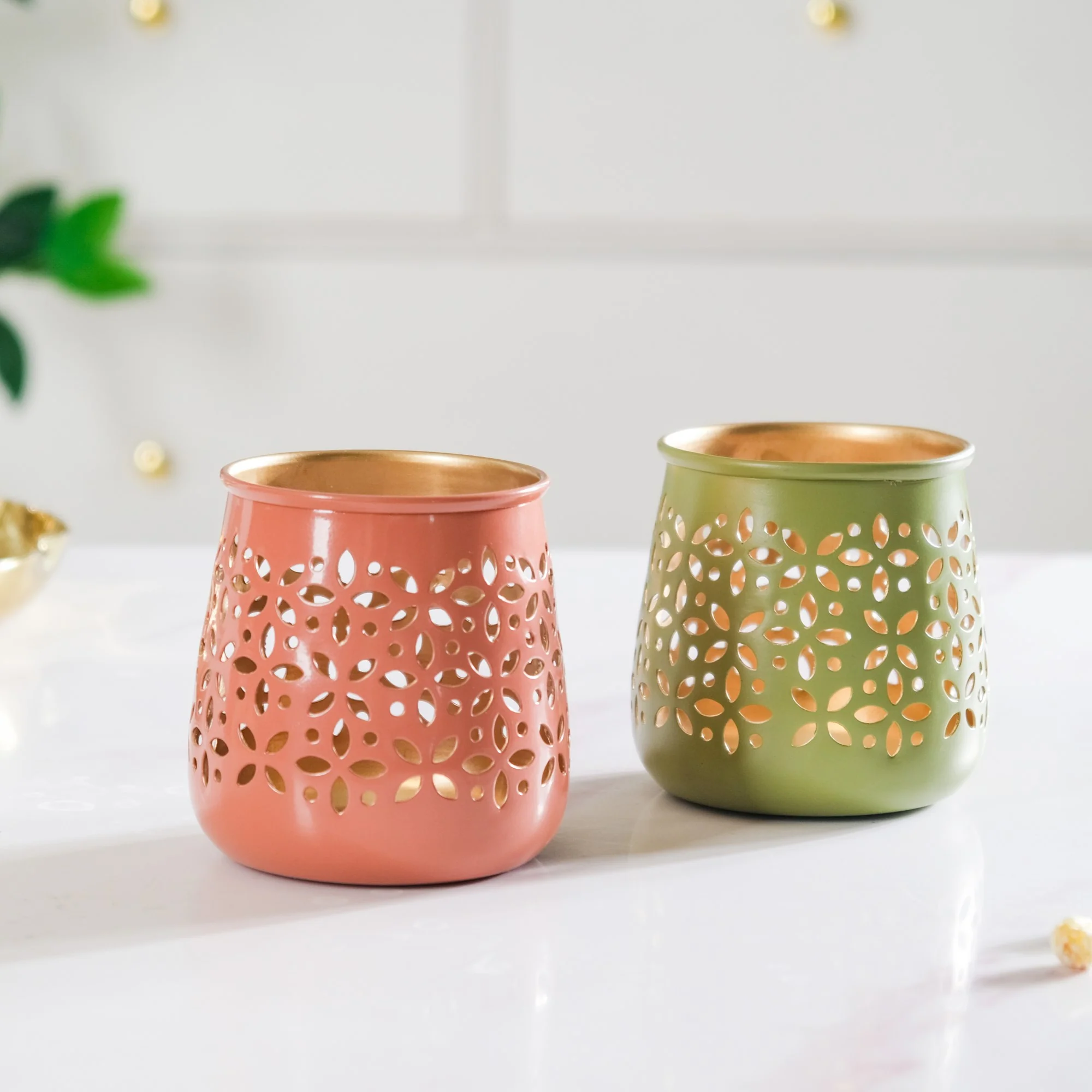 Tealight Candle Holder With Cutwork Set Of 2 - Image 3
