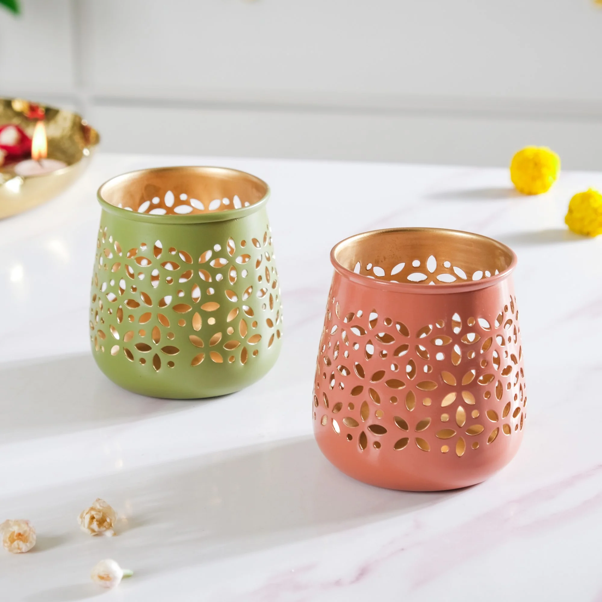 Tealight Candle Holder With Cutwork Set Of 2 - Image 8
