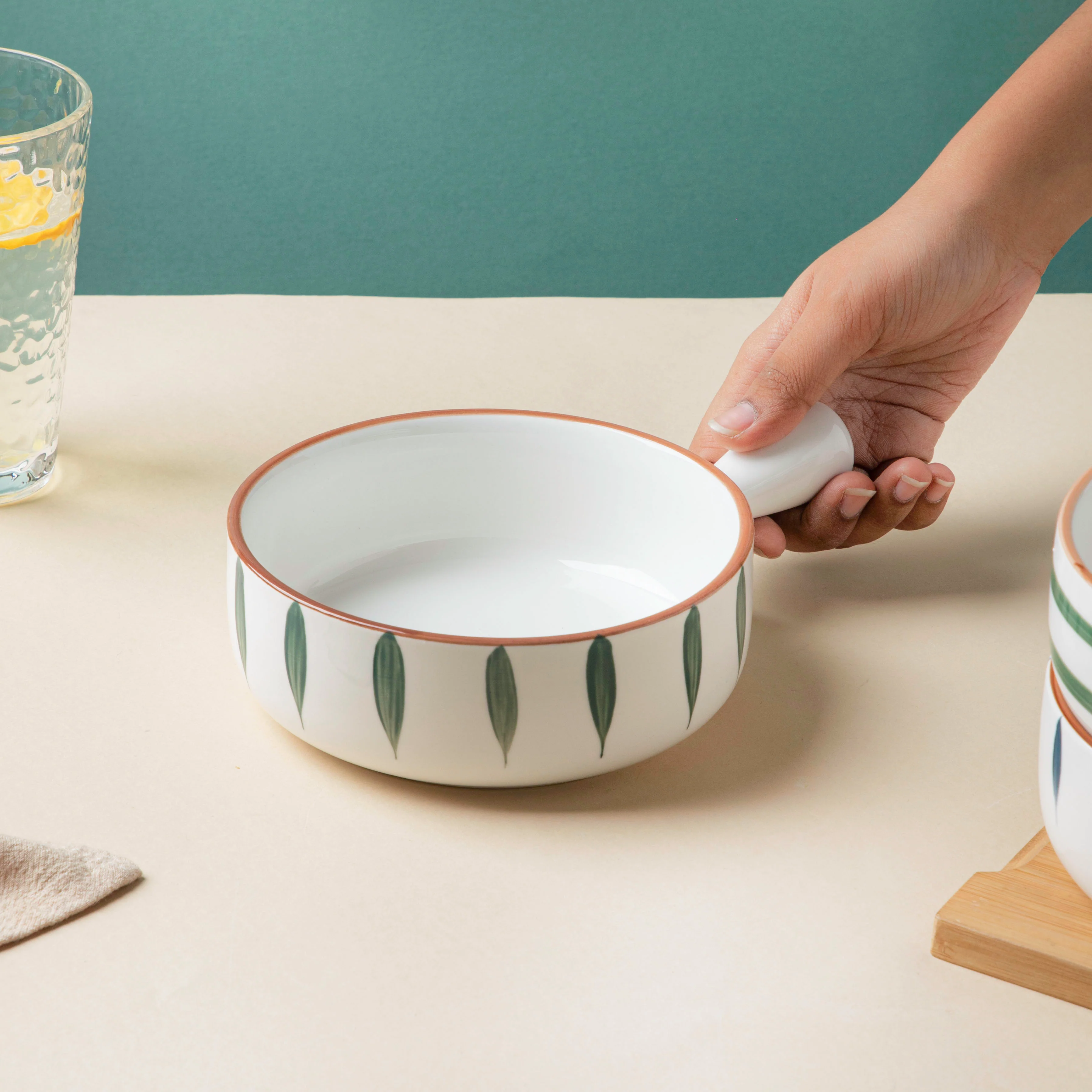Teardrop Baking Bowl With Handle Green - Image 2
