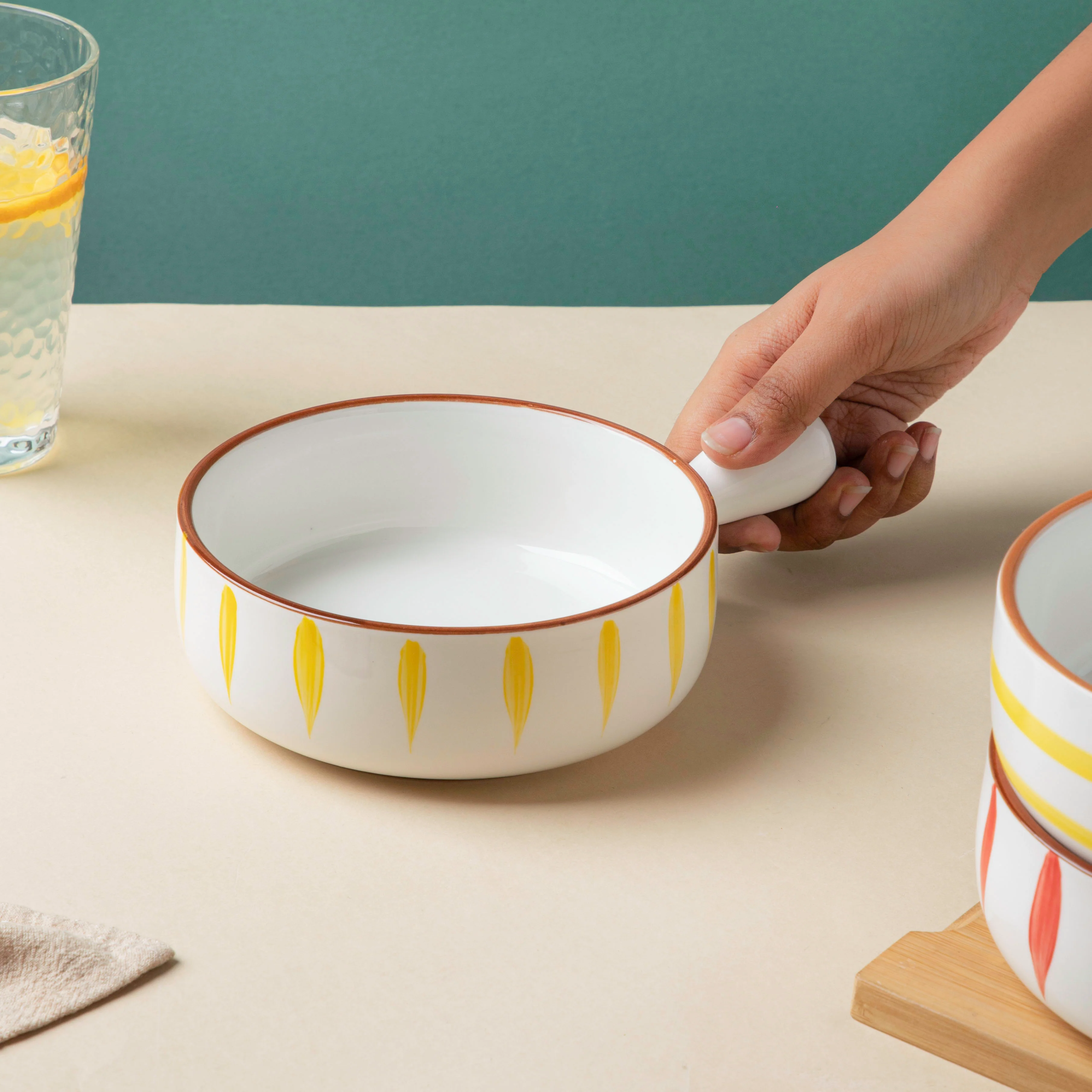 Teardrop Baking Bowl With Handle Yellow - Image 2
