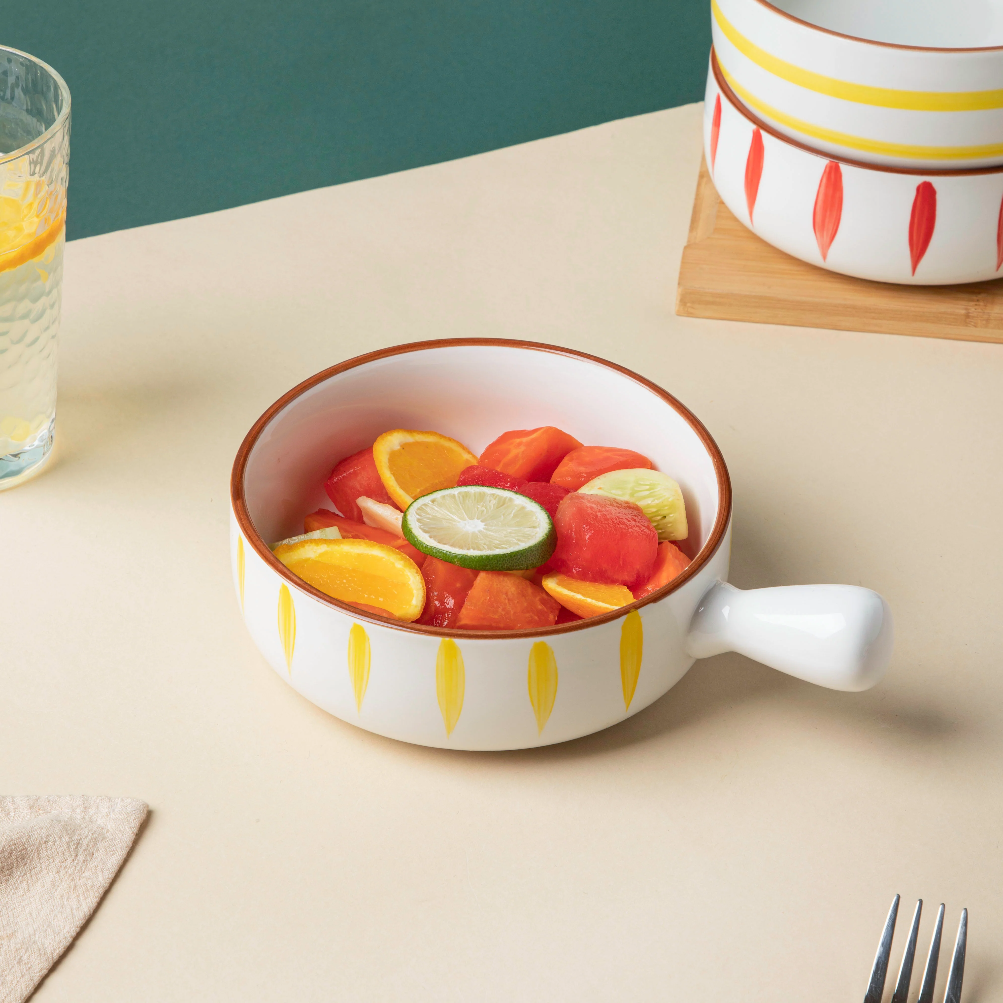 Teardrop Baking Bowl With Handle Yellow - Image 3