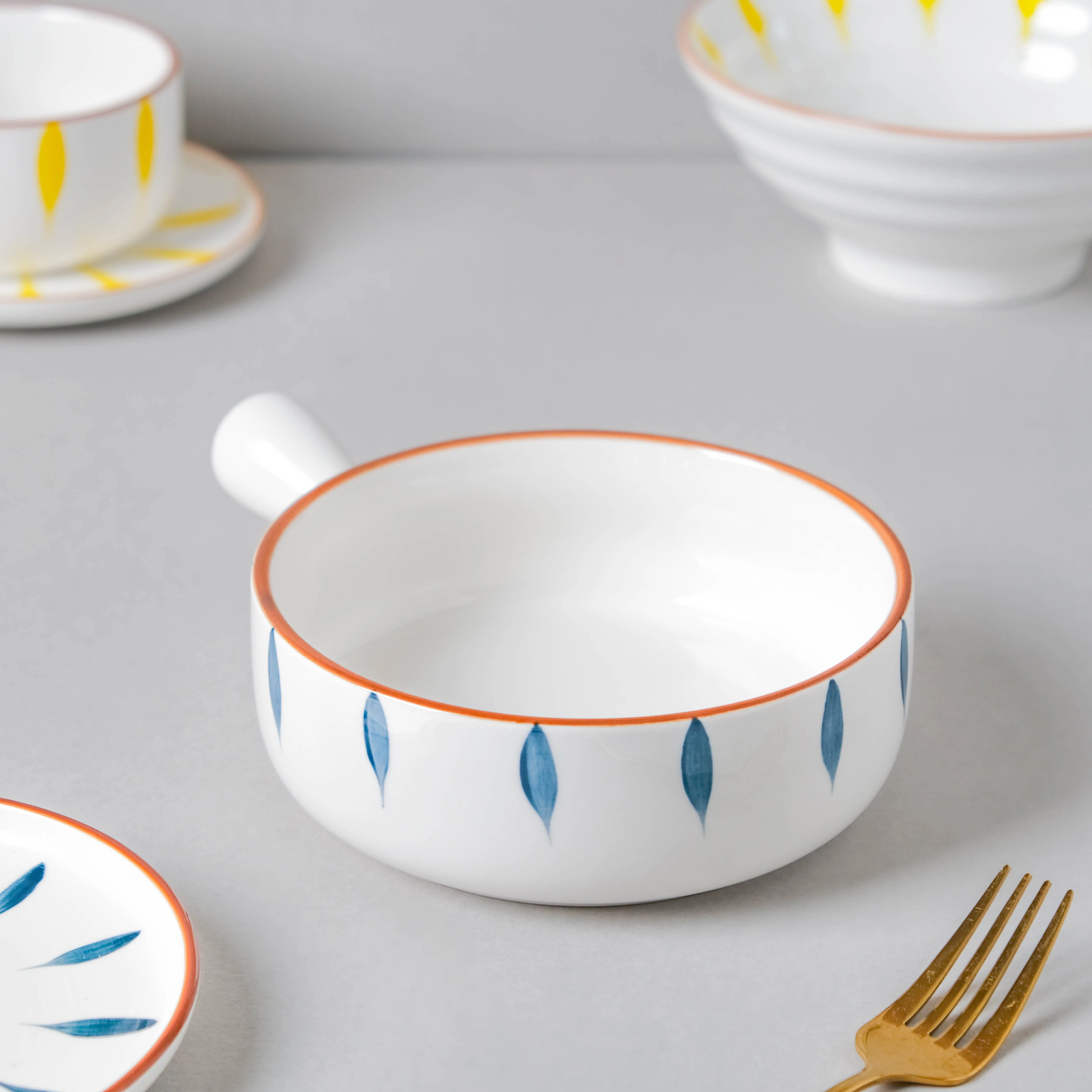 Teardrop Blue And Yellow 22 Piece Dinner Set For 6 - Image 8