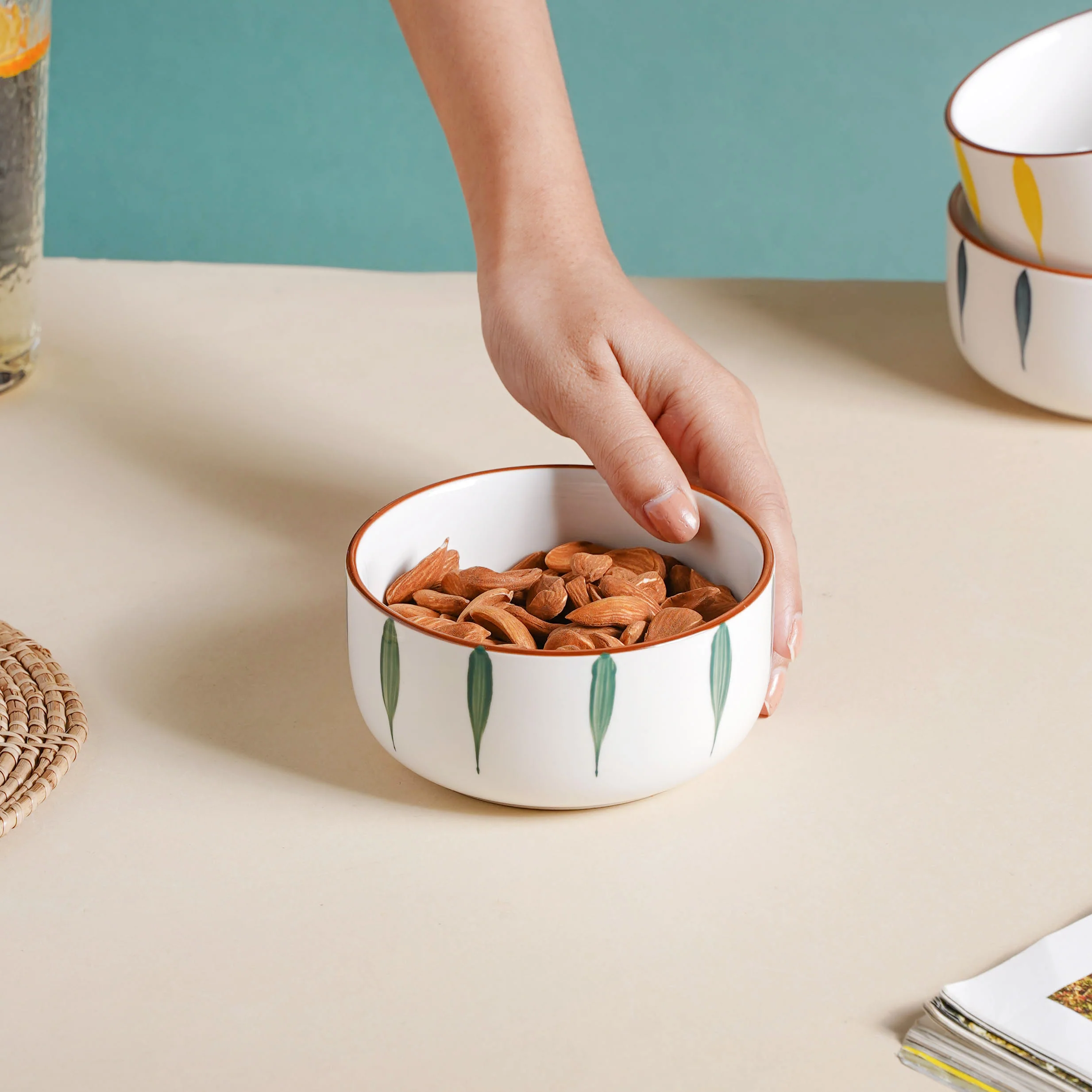 Teardrop Ceramic Soup Bowl Green - Image 2