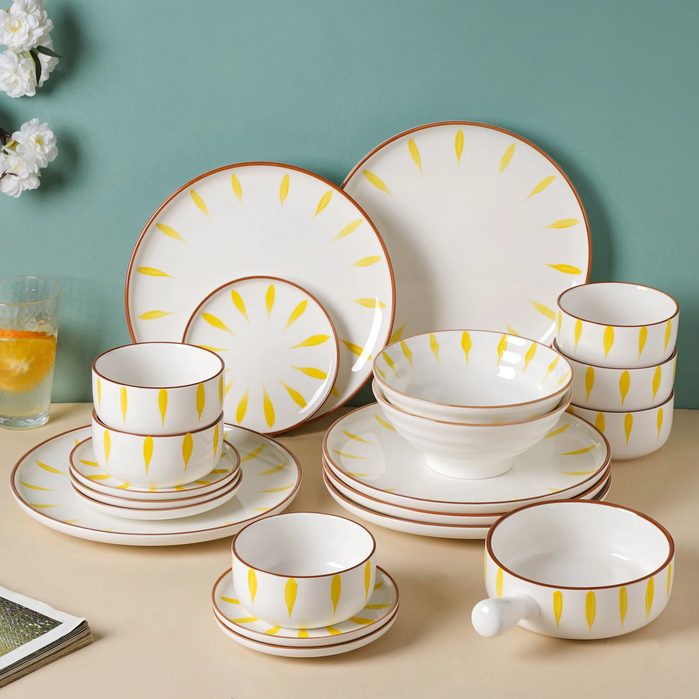 Teardrop Yellow 21 Piece Dinner Set For 6 - Image 12