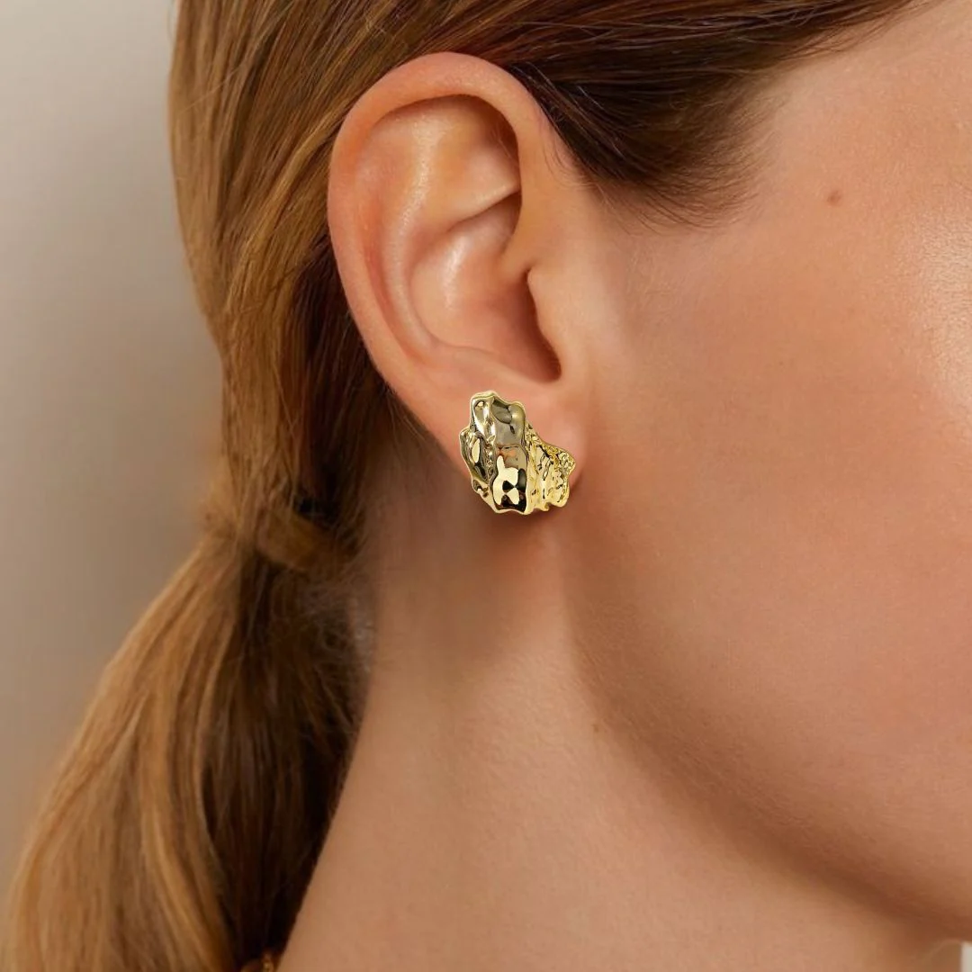 Terra Stud Earrings Gold - Image 2