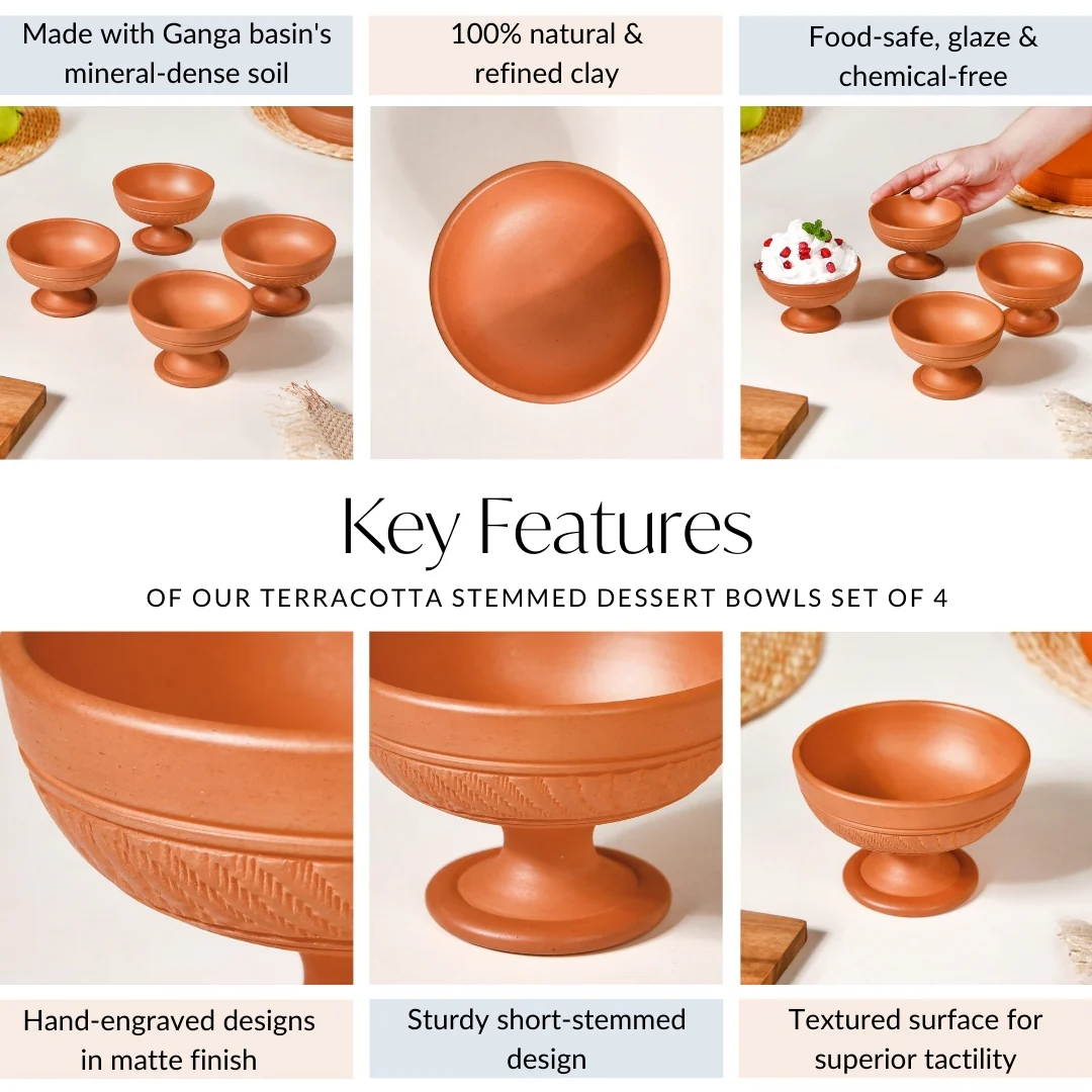 Terracotta Stemmed Dessert Bowls Set Of 4 150ml - Image 5