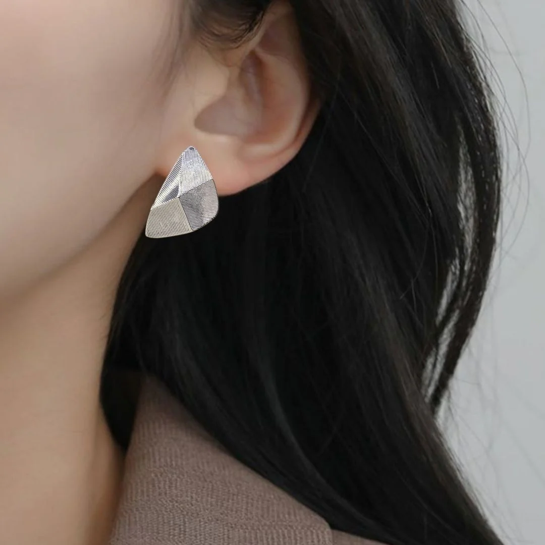 Terrain Stud Earrings Silver - Image 5
