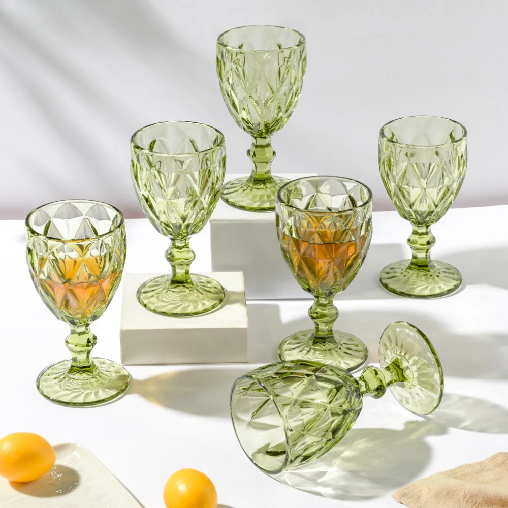 Textured Drinkware Glass Green Set Of 6 250 ml - Image 6