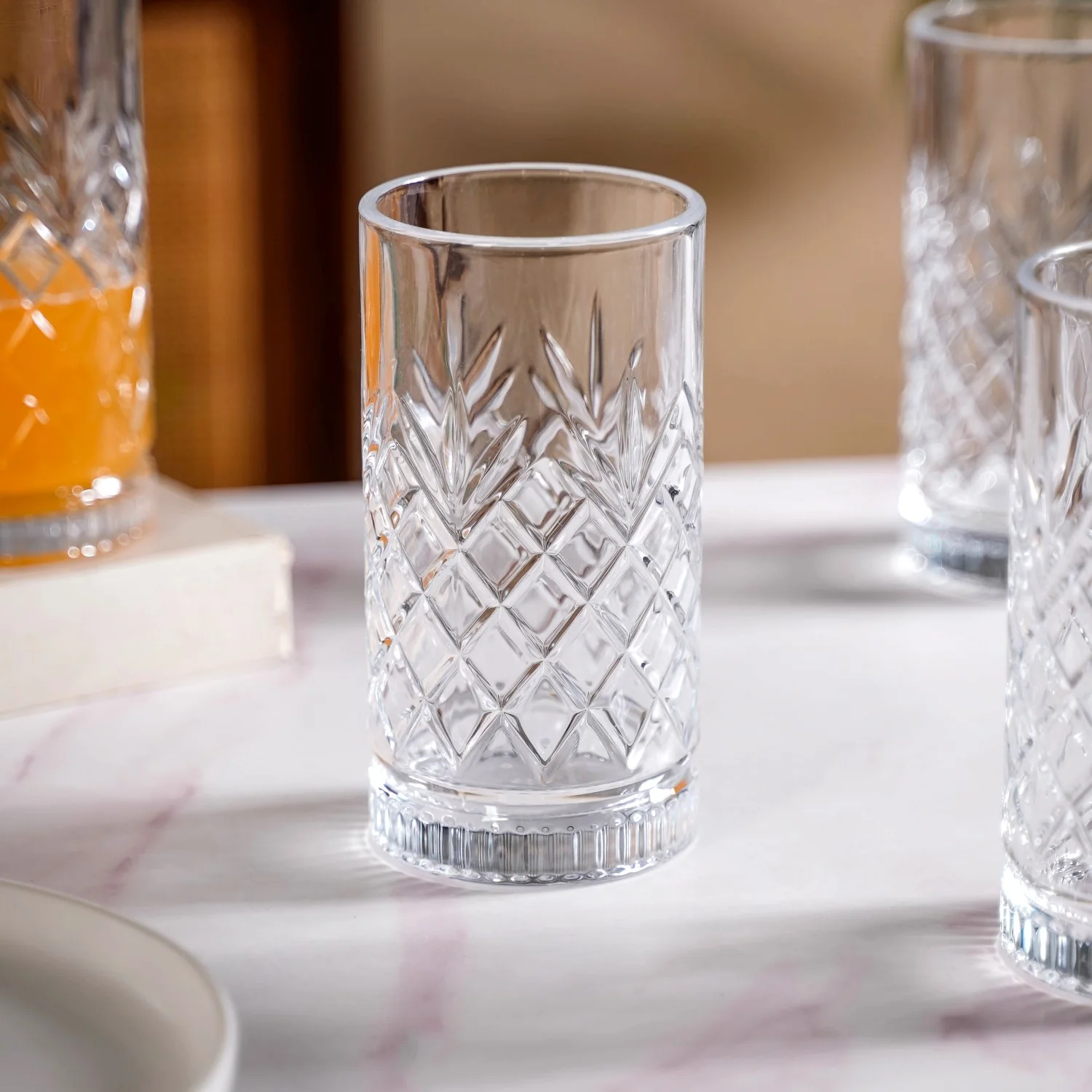 Textured Glass Tall Tumblers Set Of 6 466ml - Image 7