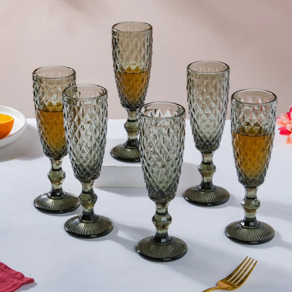 Textured Glassware Ash Grey Set Of 6 150 ml - Image 11