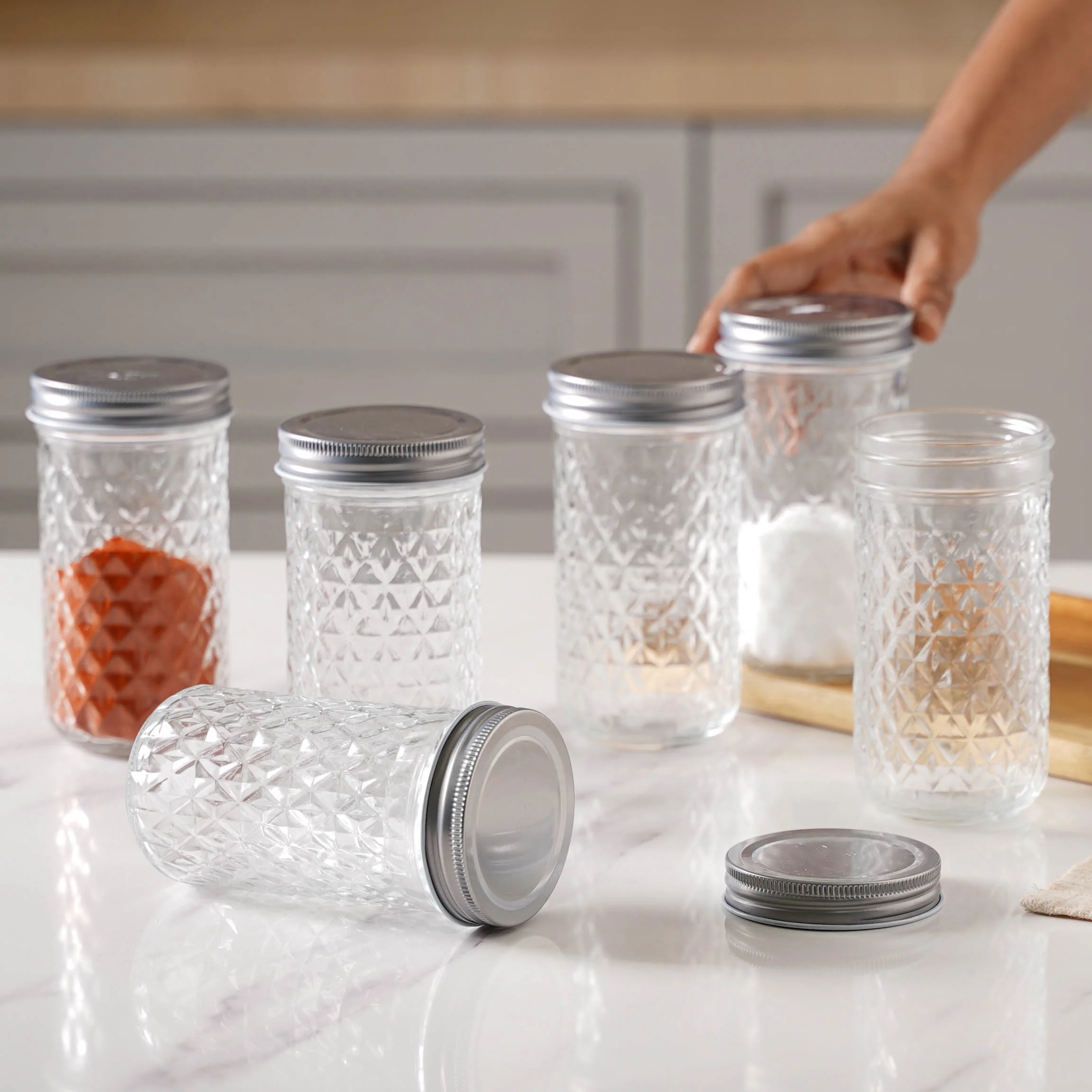 Textured Jar for Storage Set of 6 - Image 2