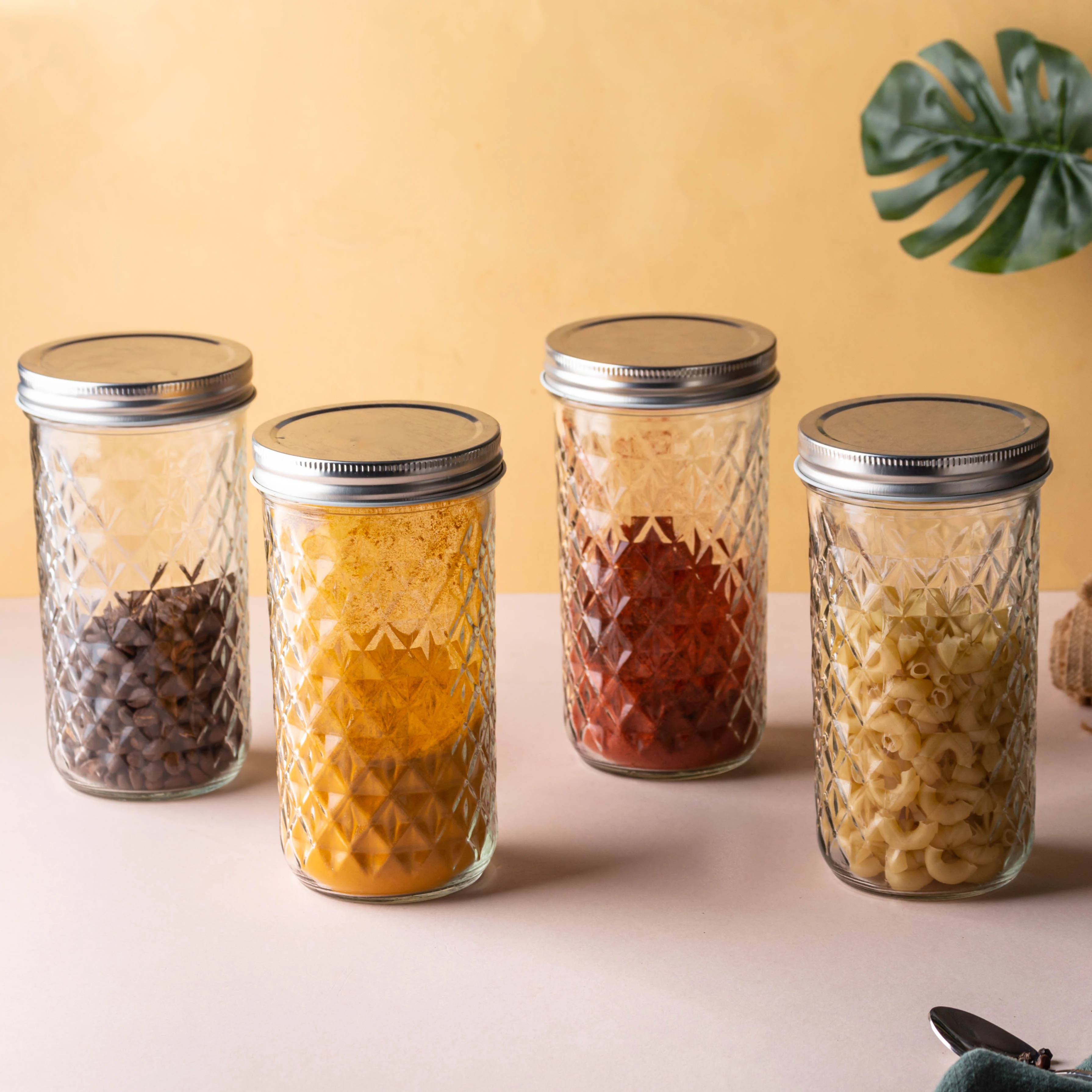 Textured Mason Jar Large Set of 4 - Image 3