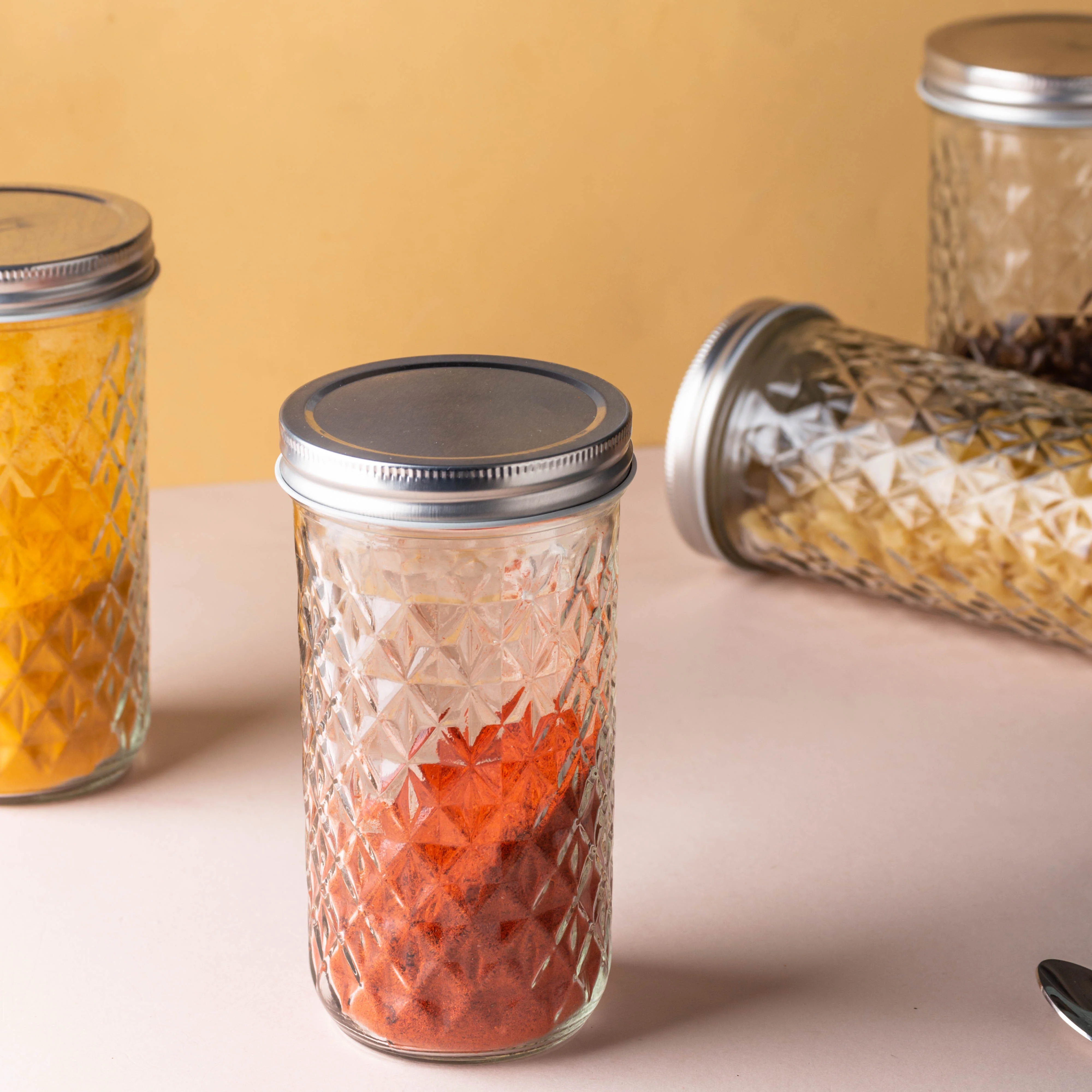 Textured Mason Jar Large Set of 4 - Image 7
