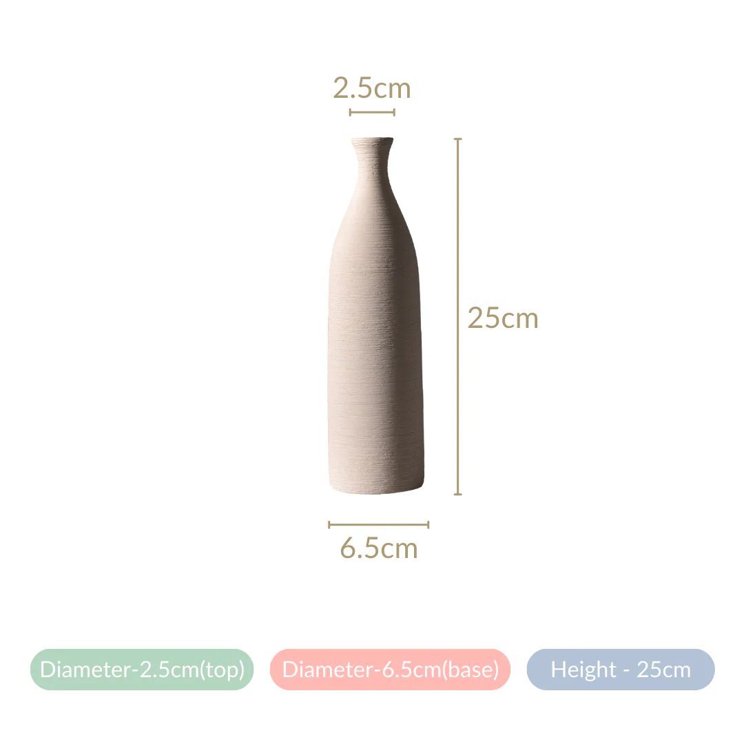 Textured Tall Off White Ceramic Vase - Image 14