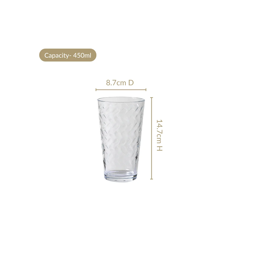 Textured Tall Tumbler Glass Set Of 6 450ml - Image 4