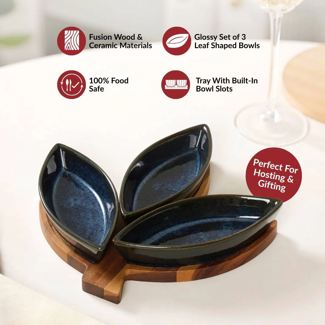 Three Leaf Porcelain Platter Set - Image 2