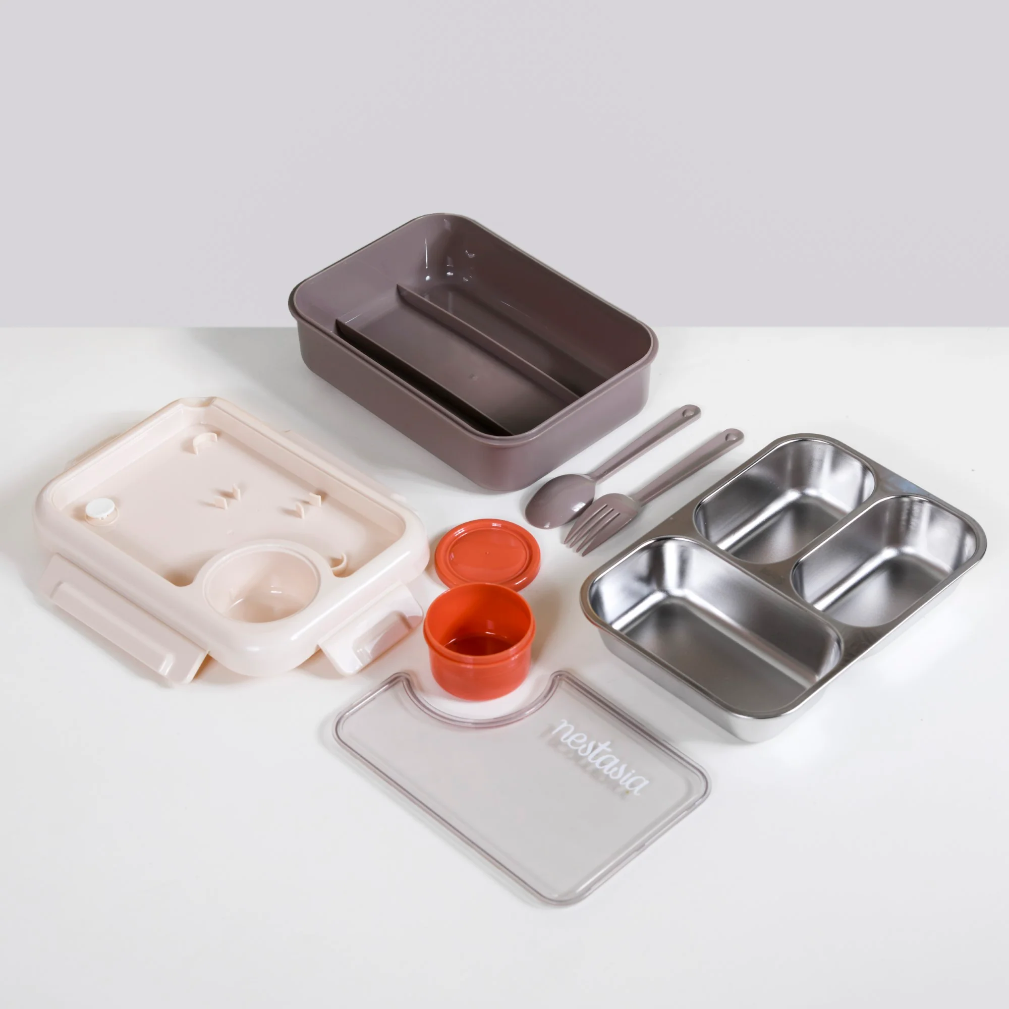Tiffin Box For Office With 3 Compartments Brown 750ml - Image 14