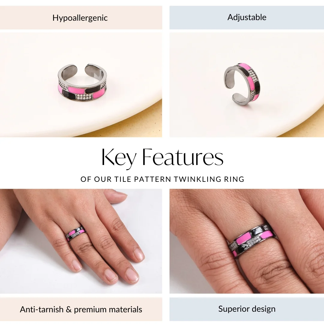 Tile Pattern Twinkling Ring - Image 4