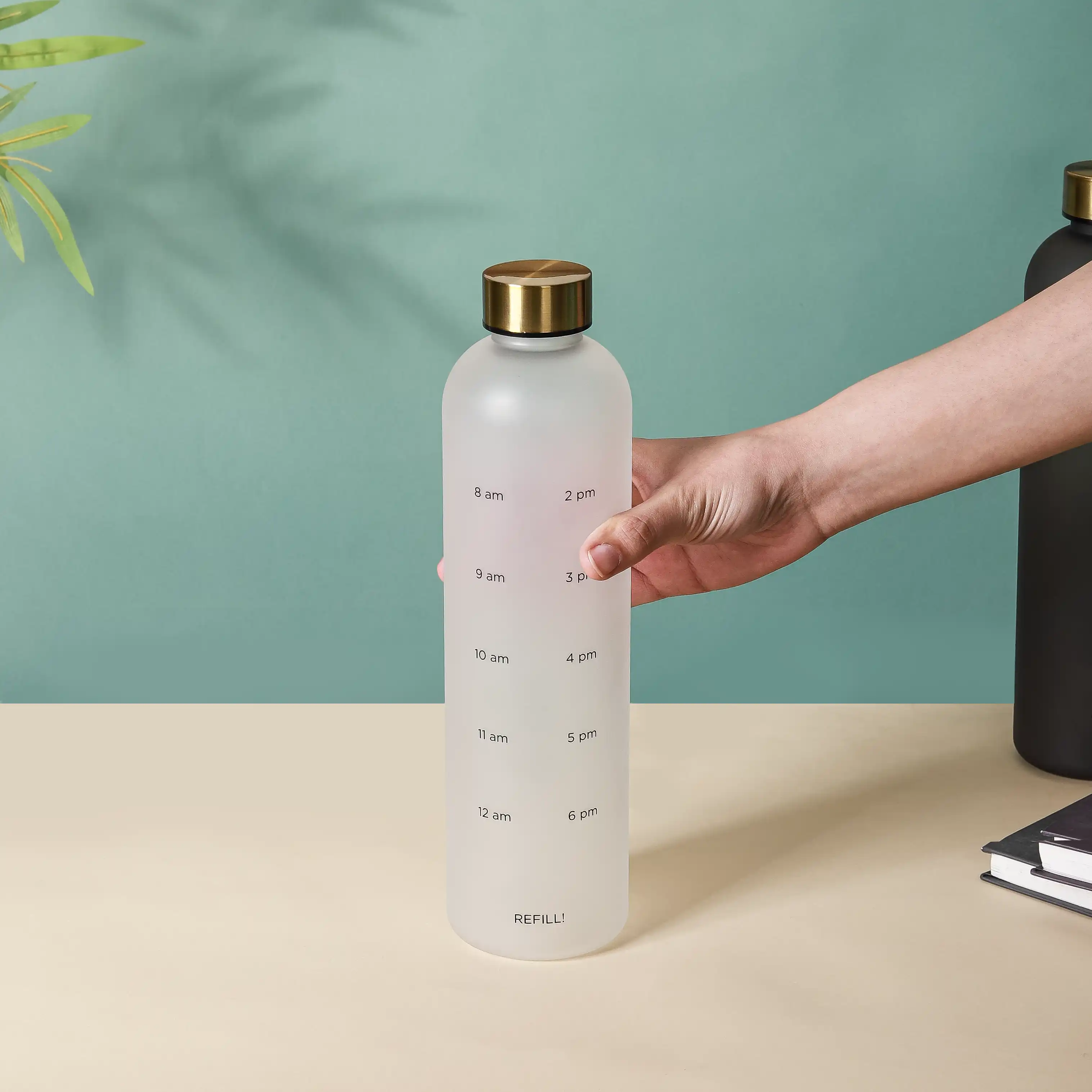 Time Marker Matte Water Bottle White 1L Set Of 2 - Image 5