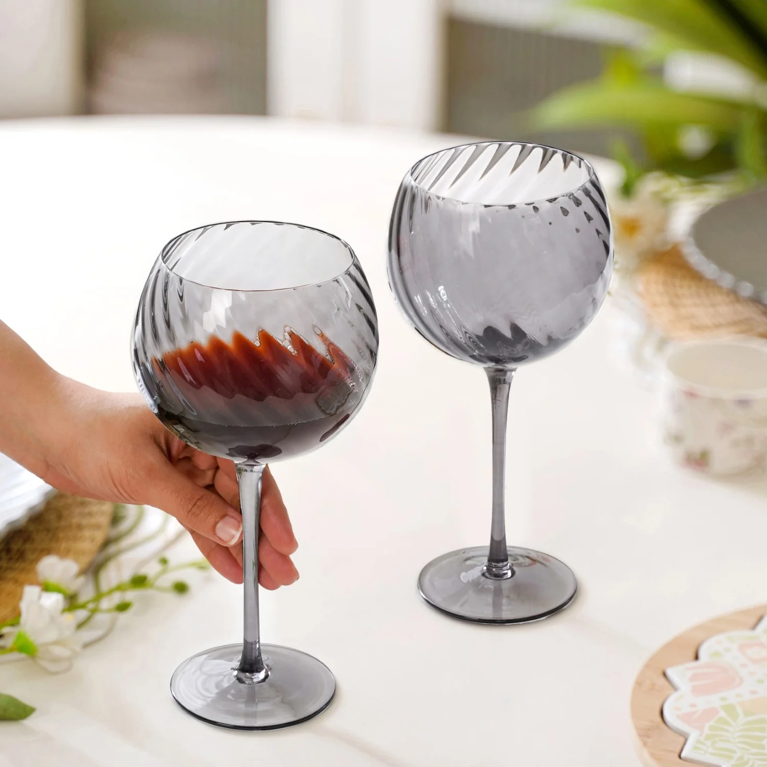 Tinted Balloon Wine Glass Goblet Set Of 2 580ml - Image 3
