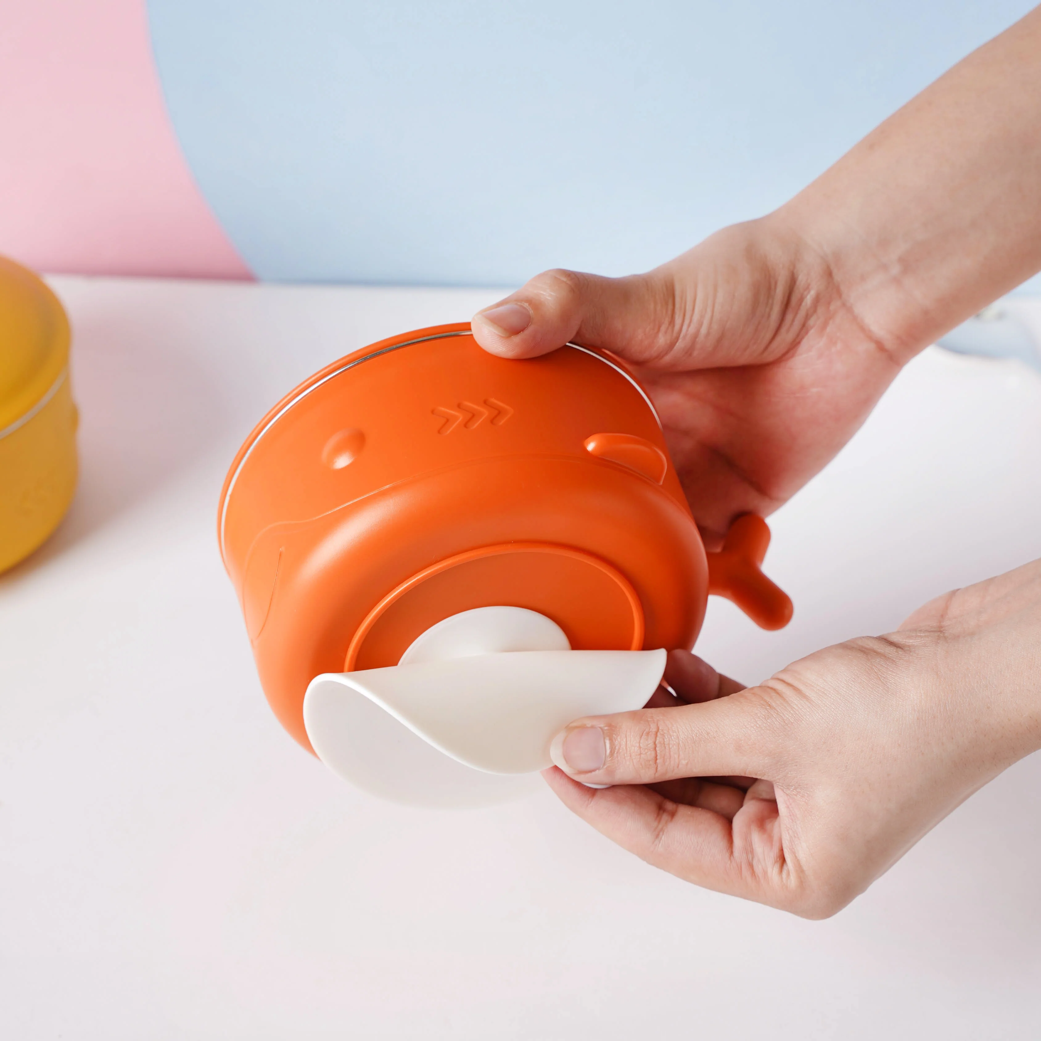 Whale Double Walled Anti-Slip Feeding Bowl Orange 400 ml - Image 14