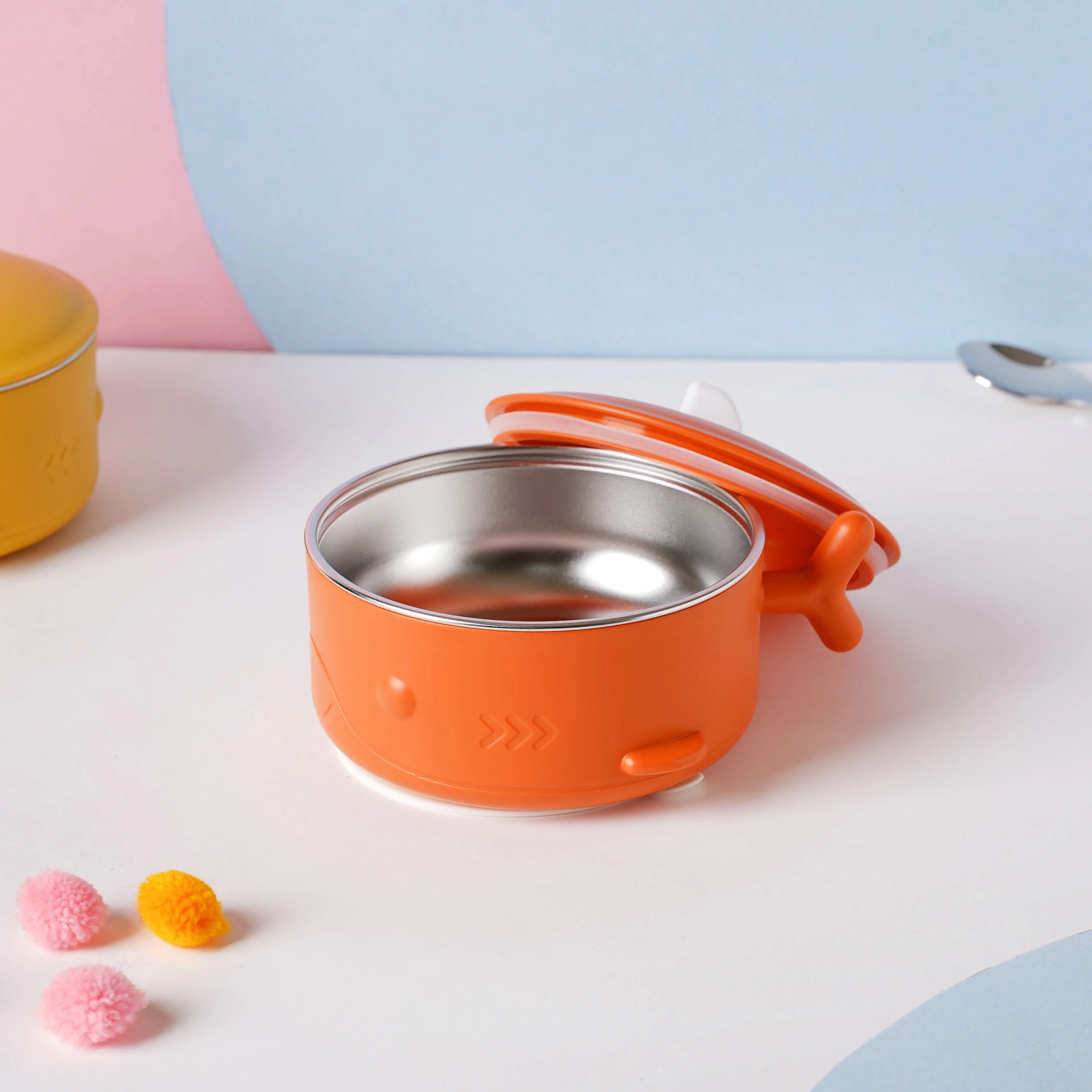 Whale Double Walled Anti-Slip Feeding Bowl Orange 400 ml - Image 6